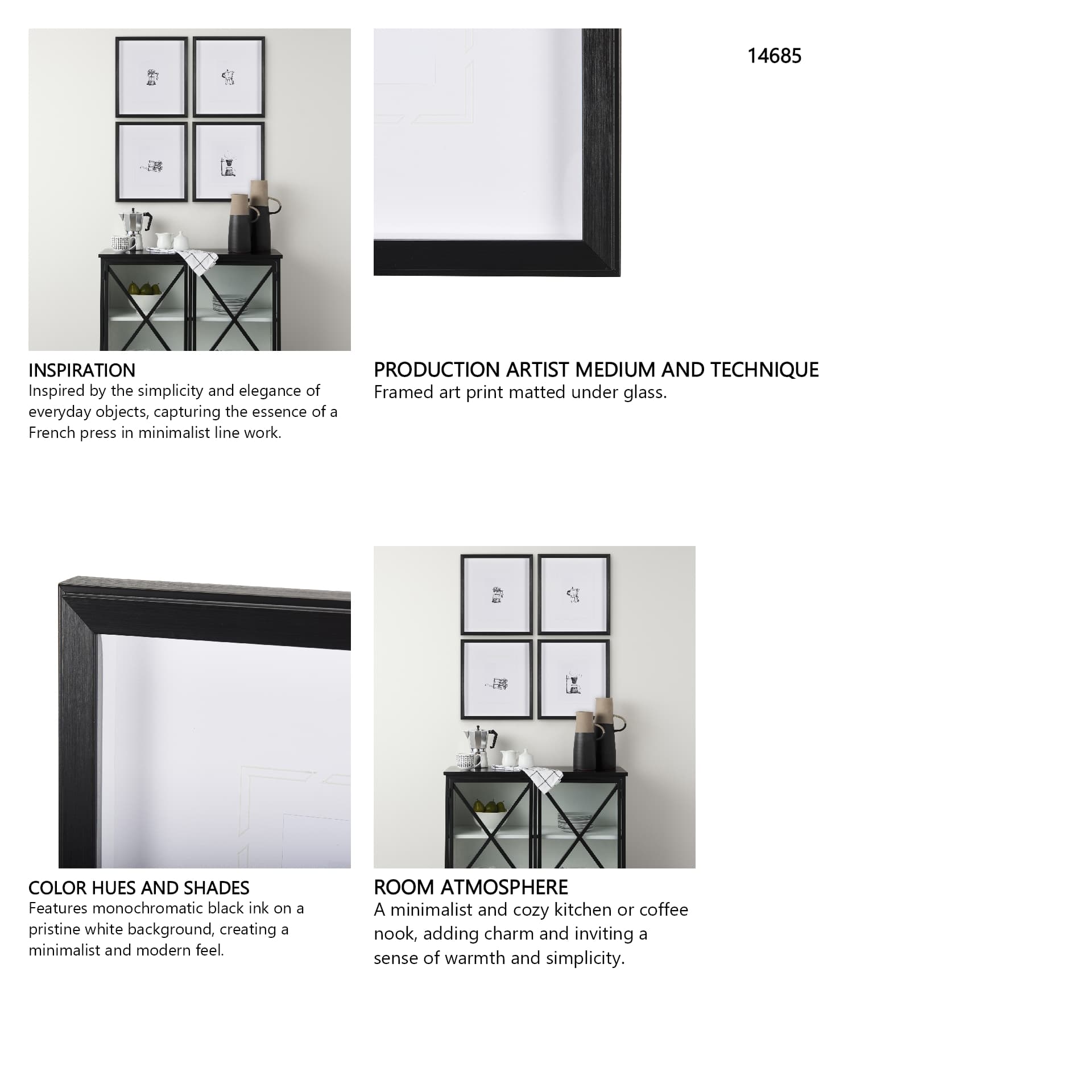 French Press by Simeng a Framed Art Print Matted under Glass — in a styled room