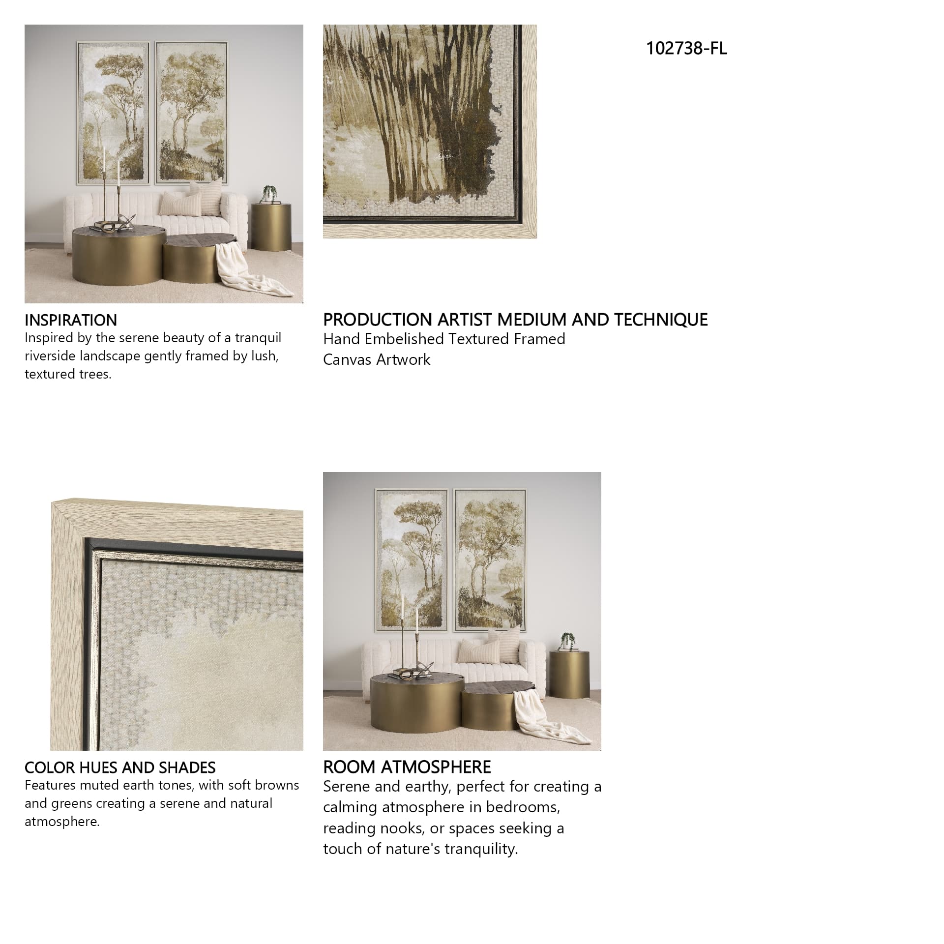 Timeless Vista IV by Mercana Studio Hand-Embellished Textured Framed Canvas Artwork — in a styled room