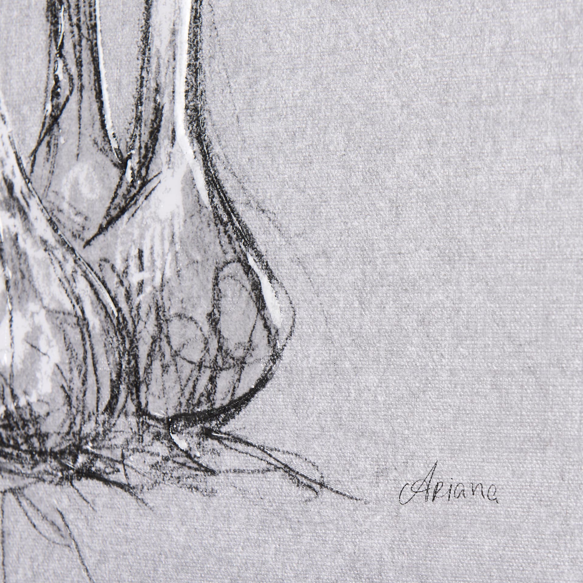 Botanical sketches VI (Grey) by Mercana Studio a Hand Embellished Textured Canvas — product photograph