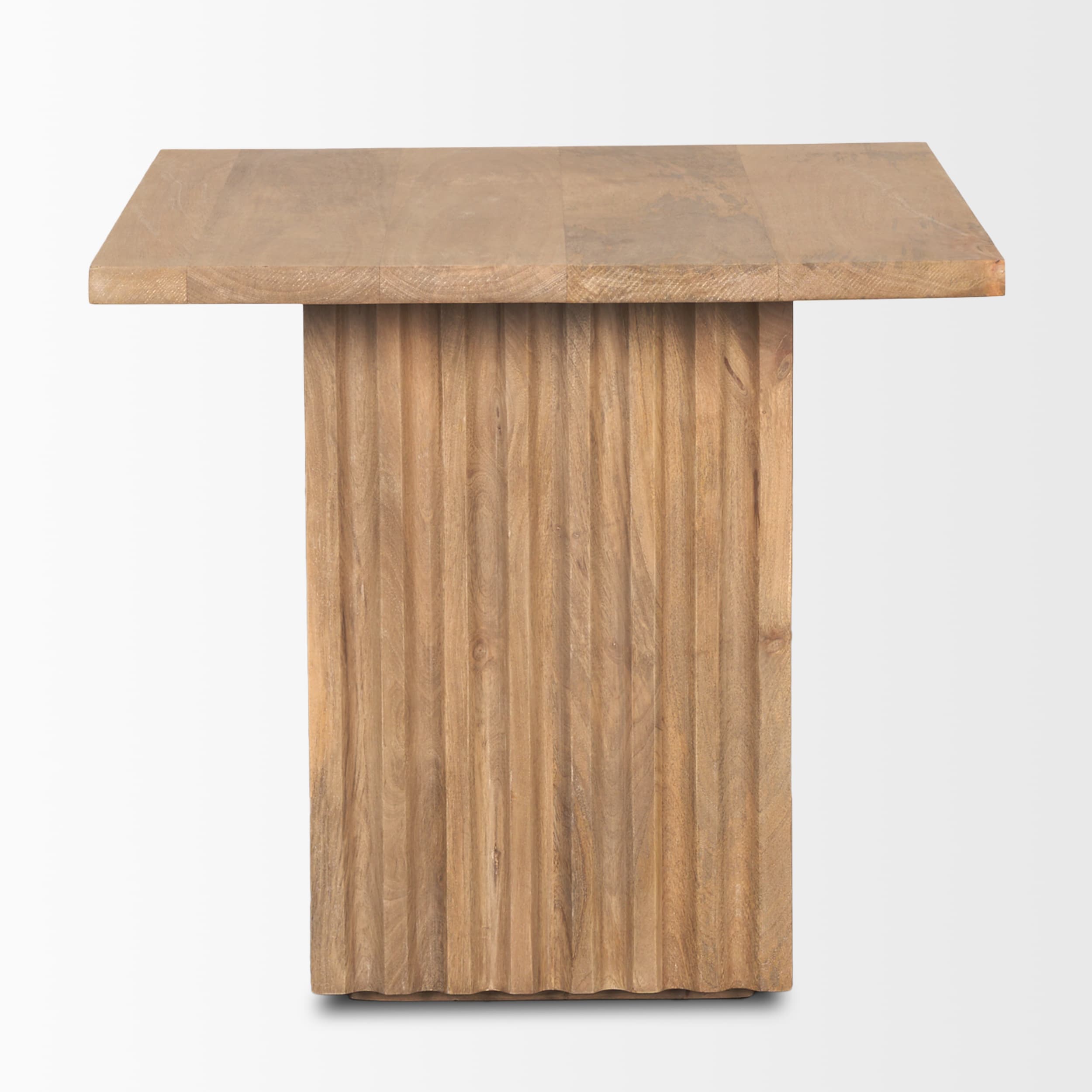 June Light Brown Wood w/ Fluting Square Side Table — product photograph
