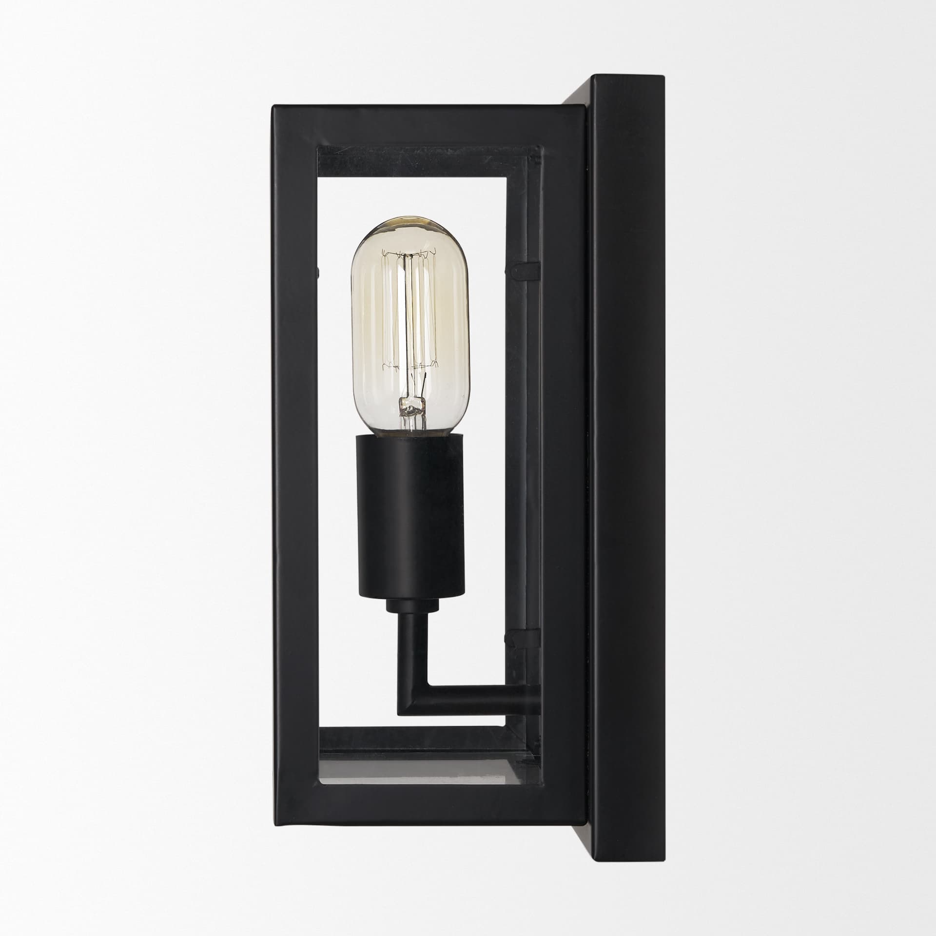 Cairn Matte Black Metal w/ Glass 1-Light Wall Sconce — product photograph