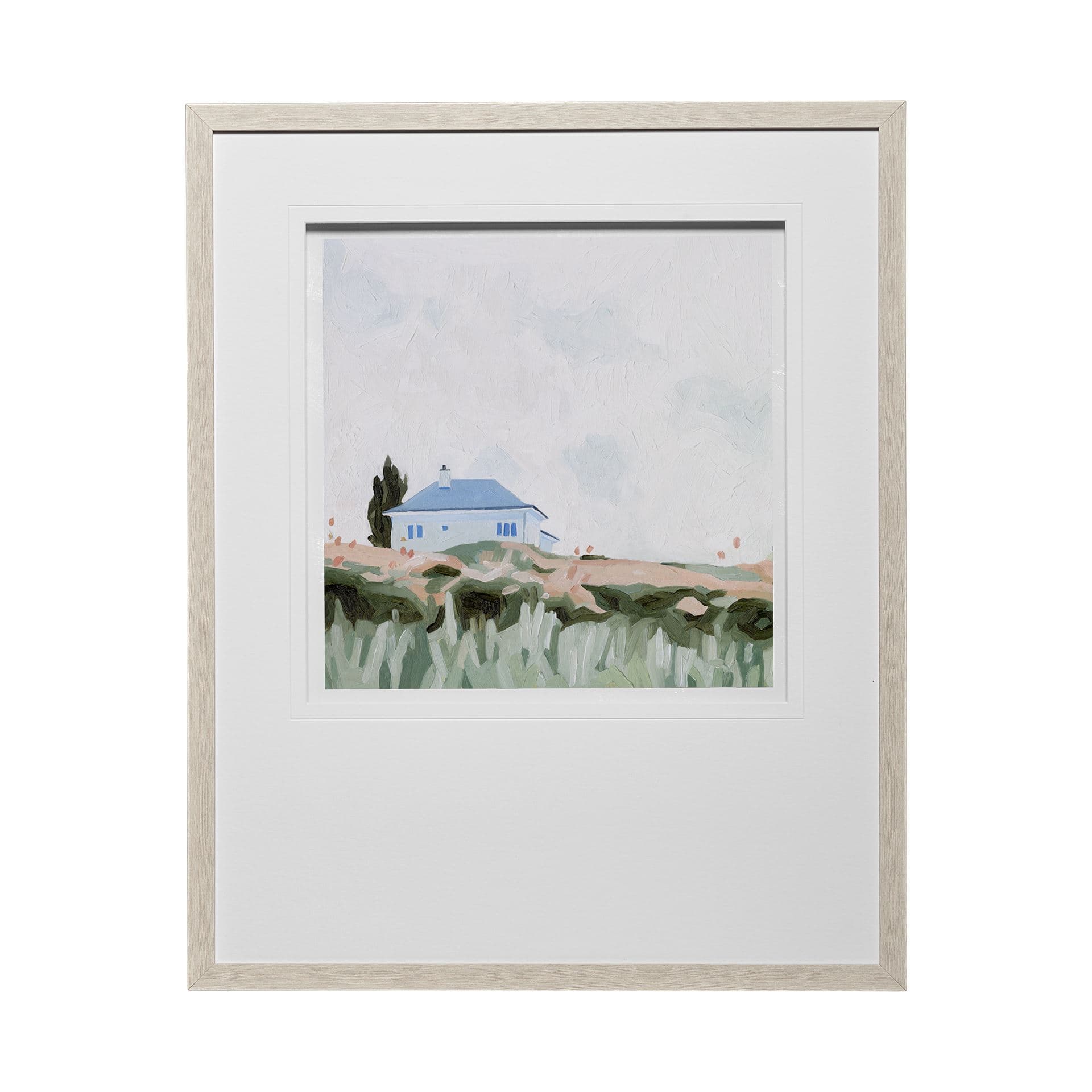House on a Hill II by Emma Scarvey a Hand Embellished Textured Framed Art Print Matted under Glass — product photograph