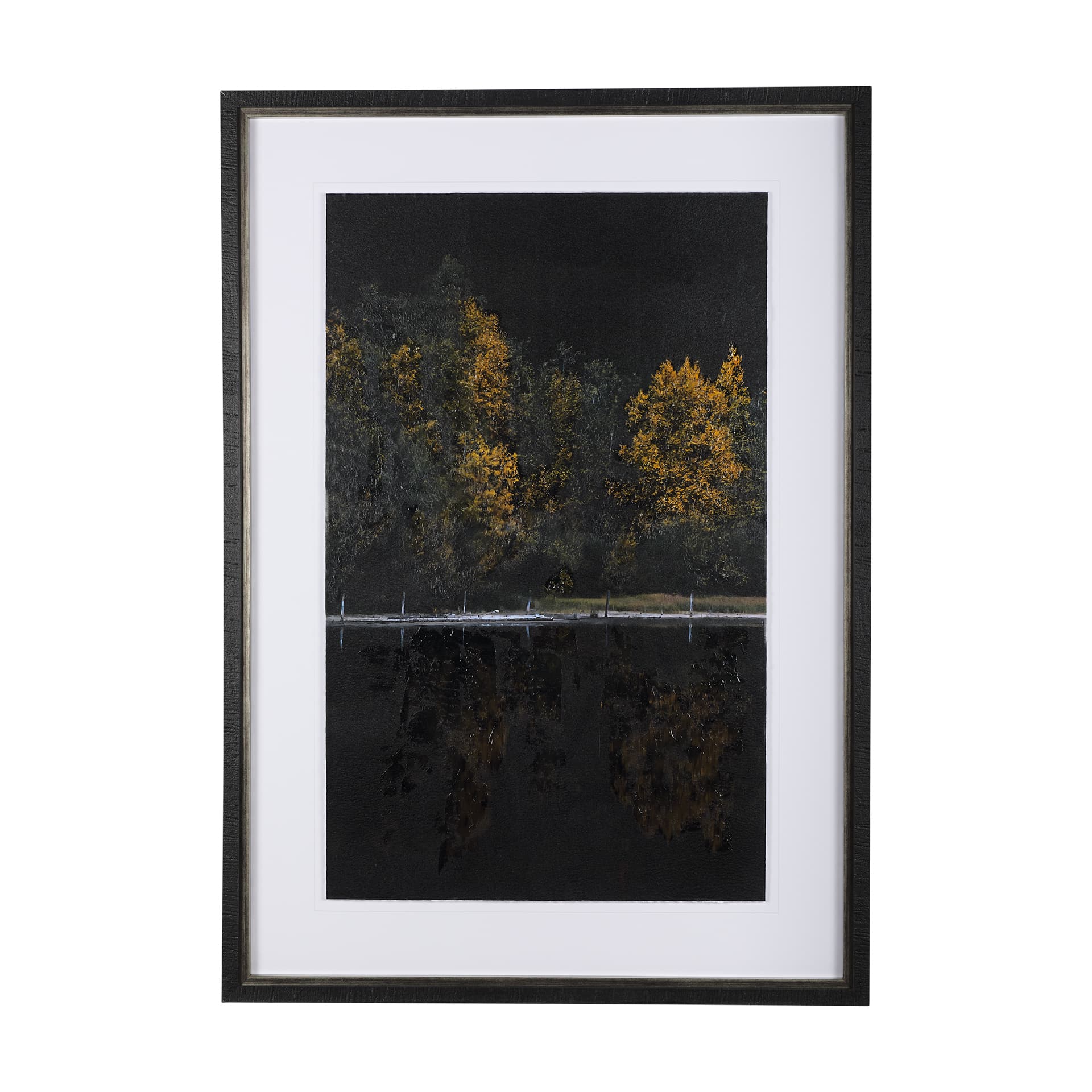Water's Reflection-L by Chad Mackay a Hand Embellished Textured Framed Art Print Matted under Glass — product photograph
