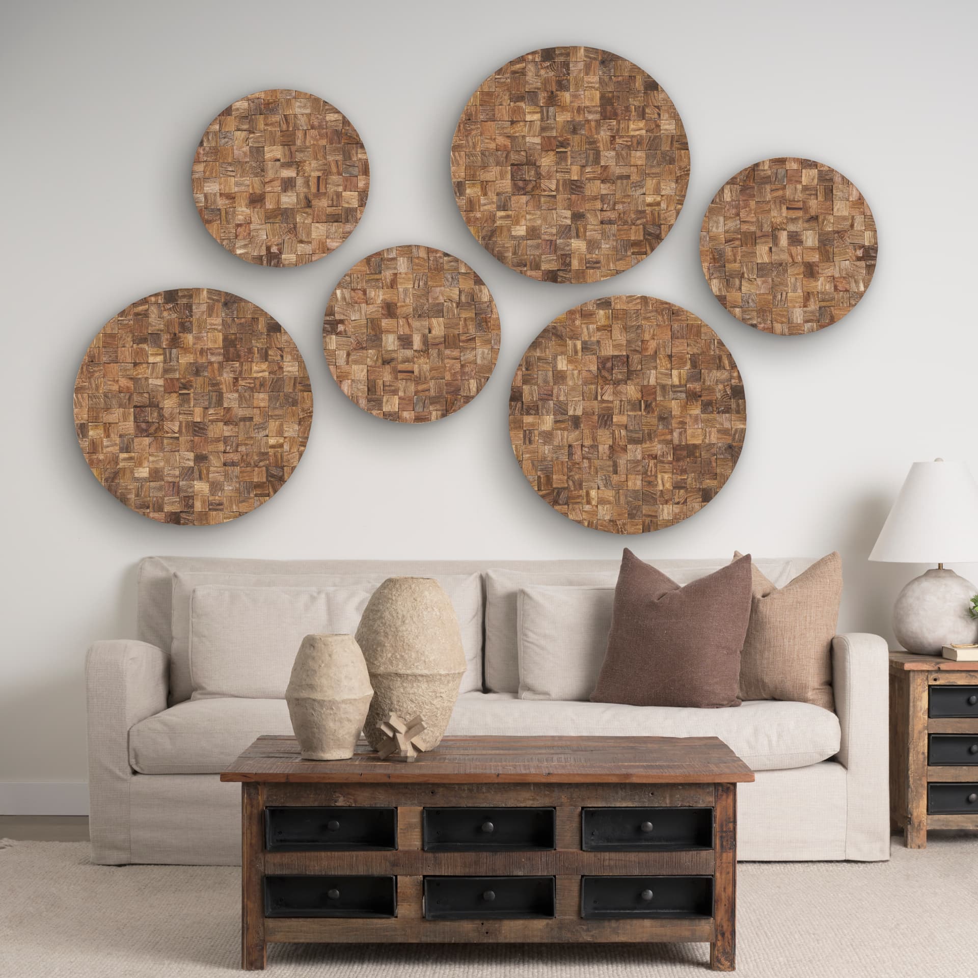 Into the Abyss II Light Brown Wood 24" Wall Decor — in a styled room