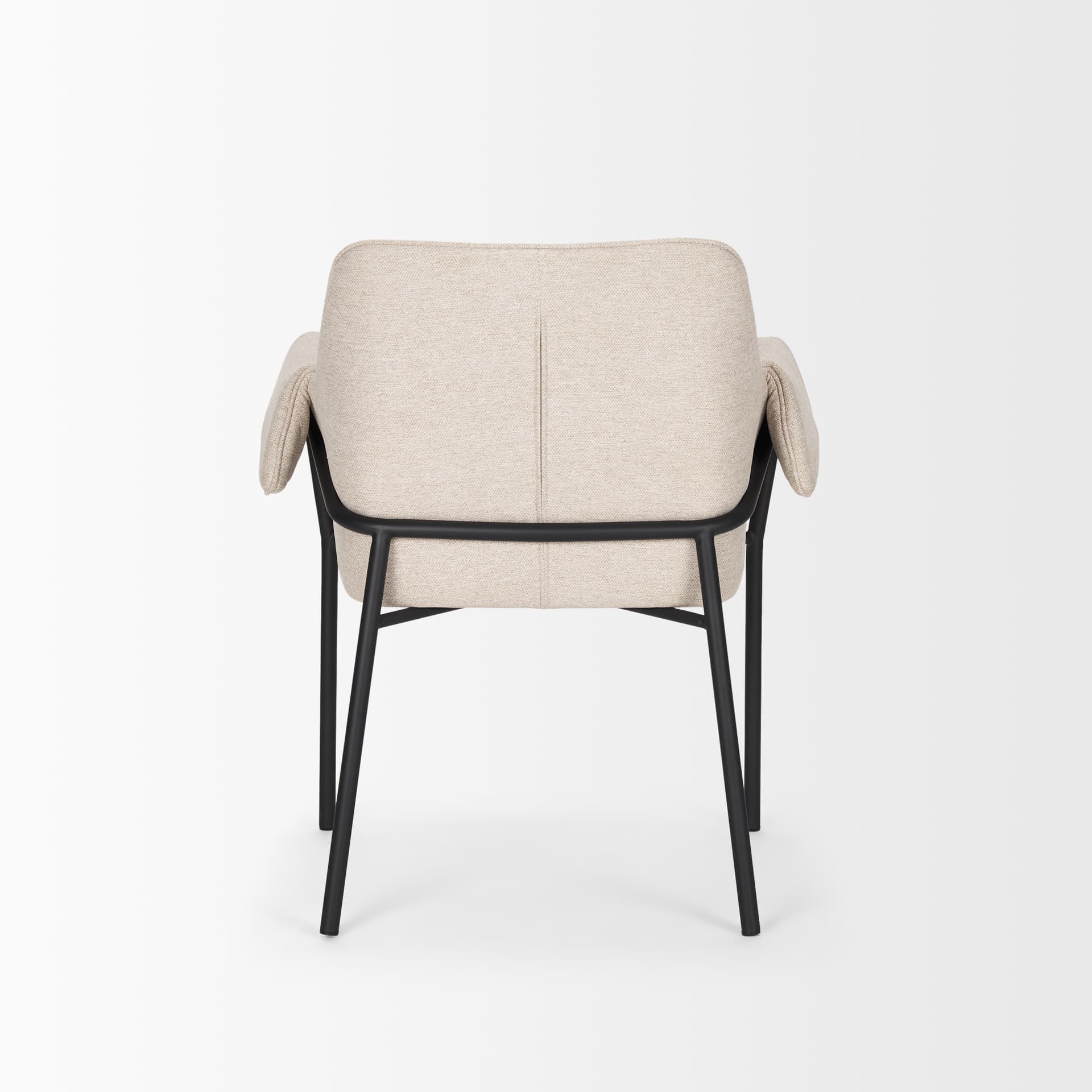 Brently Curved Back Dining Arm Chair | Oatmeal Fabric w/ Metal — product photograph