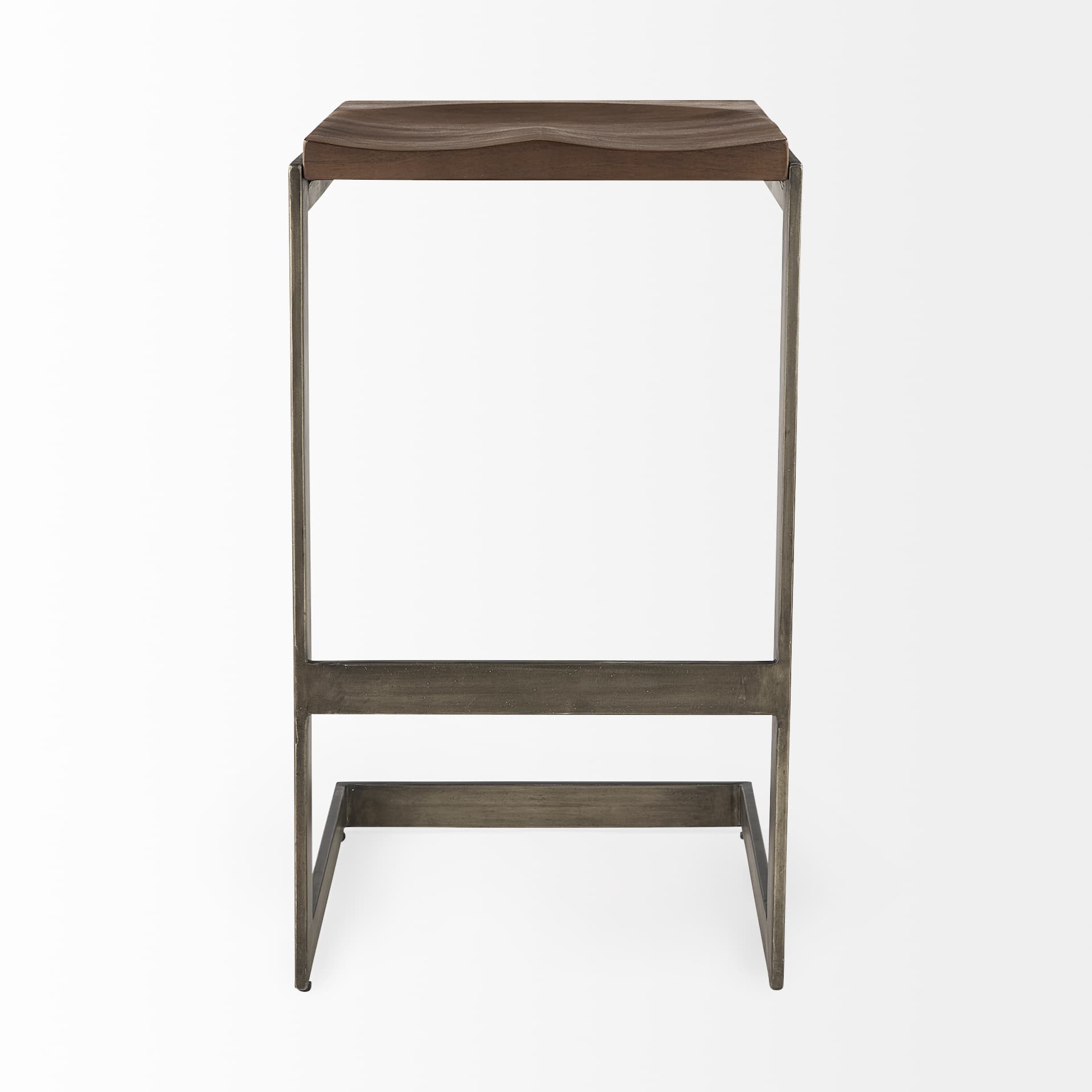 Kiran Backless 30in Seat Bar Stool | Brown Wood w/ Antique Nickel — product photograph
