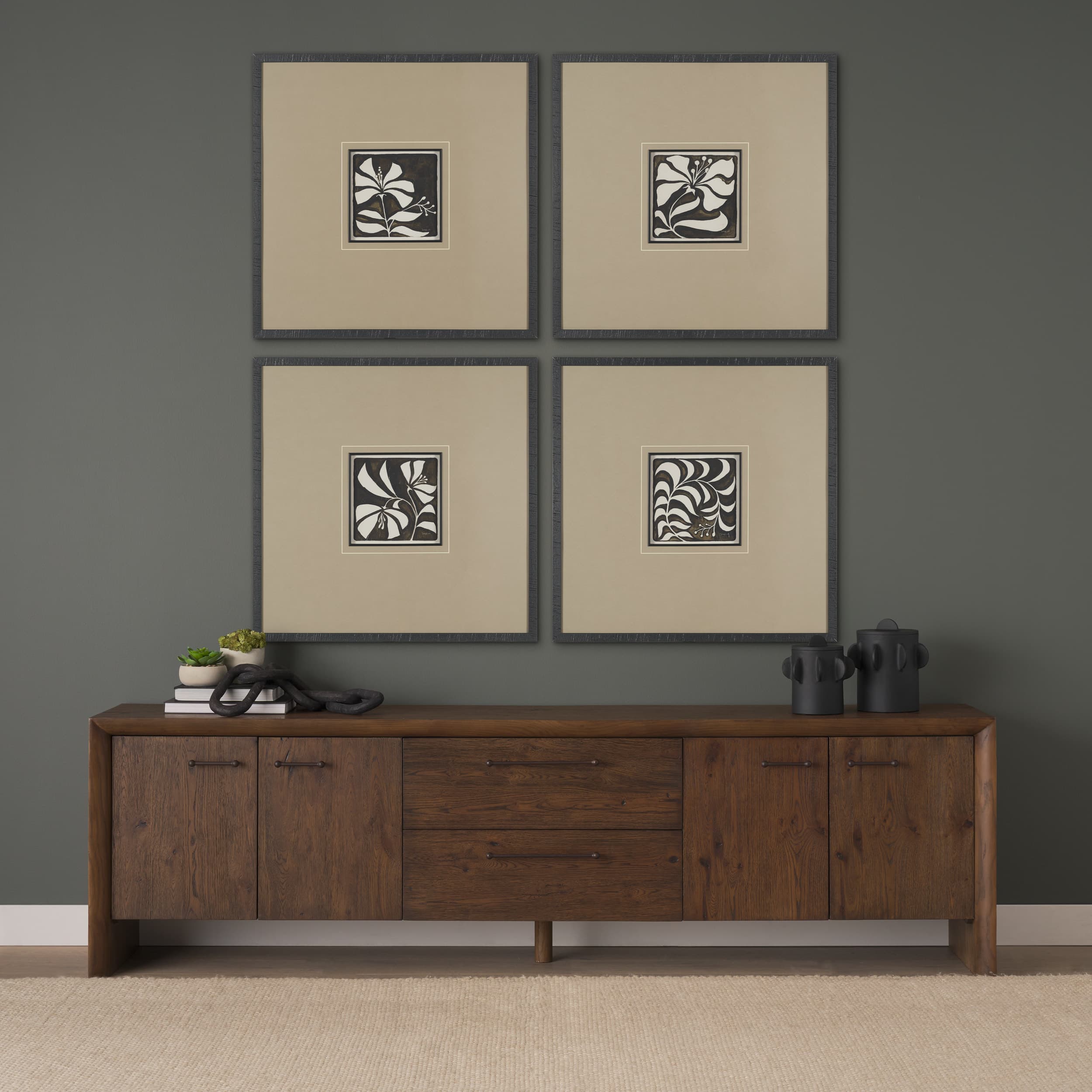 Spanish Tile Dark IV by Mercana Studio Textured Framed Artwork Matted under Glass — product photograph