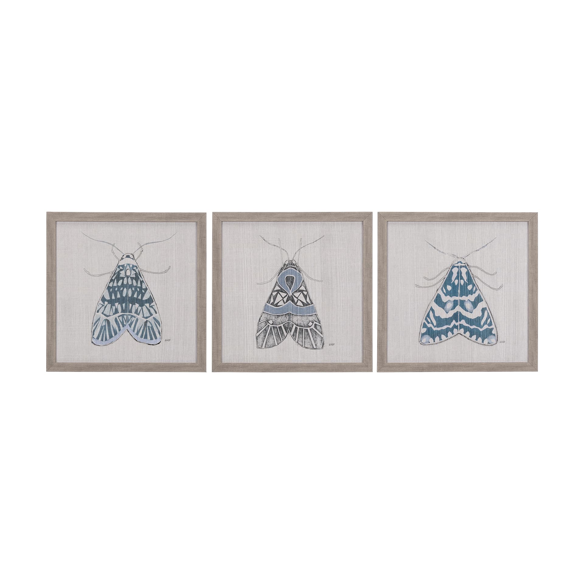 Moth Blue III by Mercana Studio a Hand Embellished Textured Framed Art Print — product photograph
