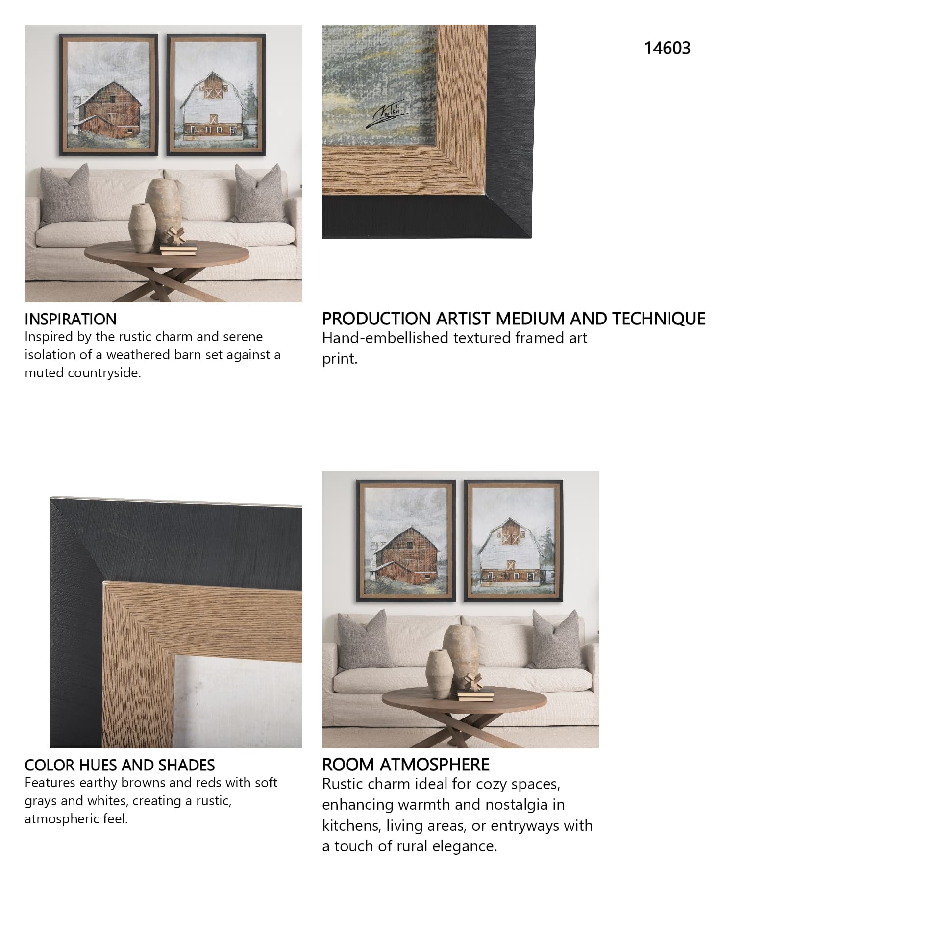 Old Barn I by Mercana Studio a Hand Embellished Textured Framed Art Print — in a styled room