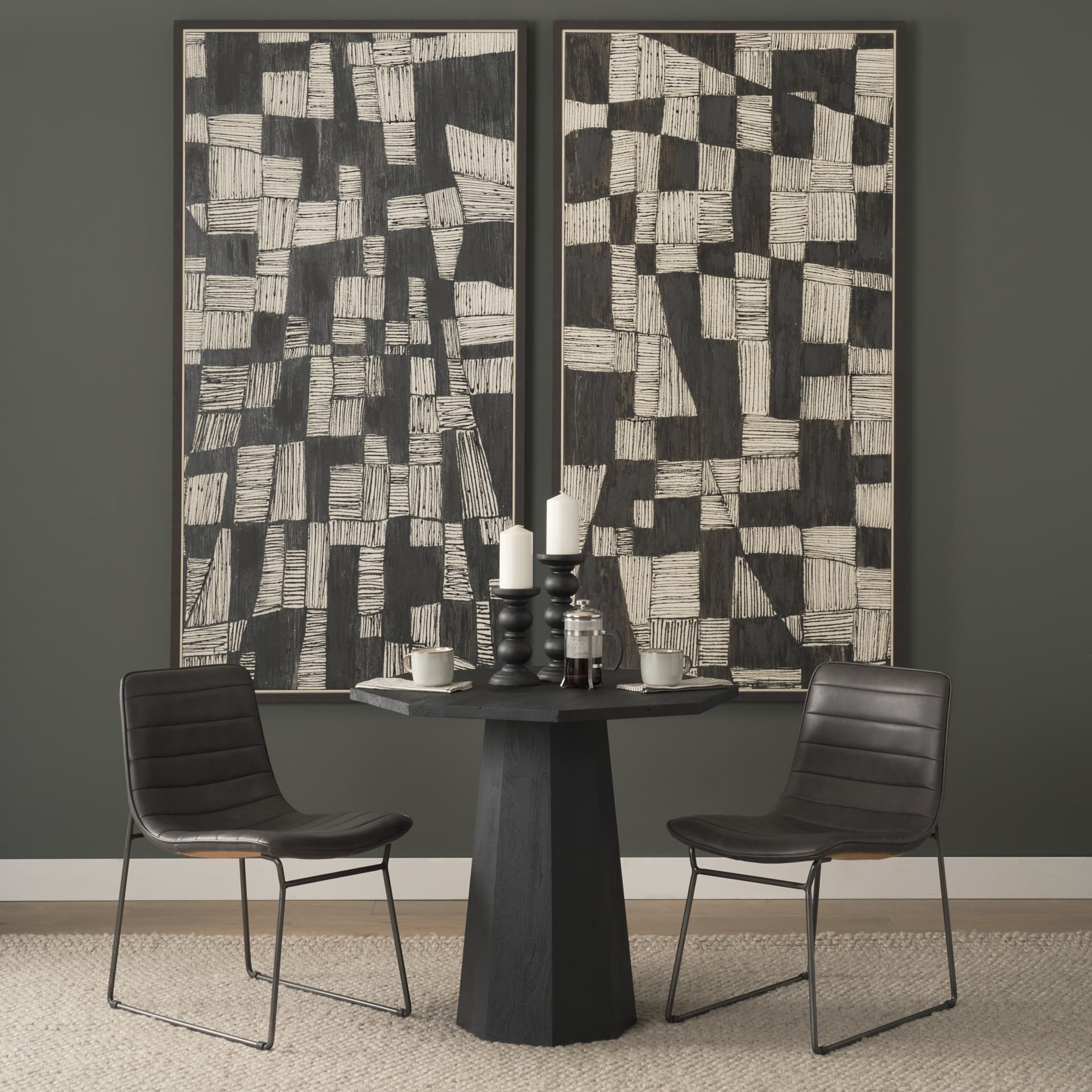Thornton Solid Back Dining Side Chair | Faux Leather w/ Iron — product photograph