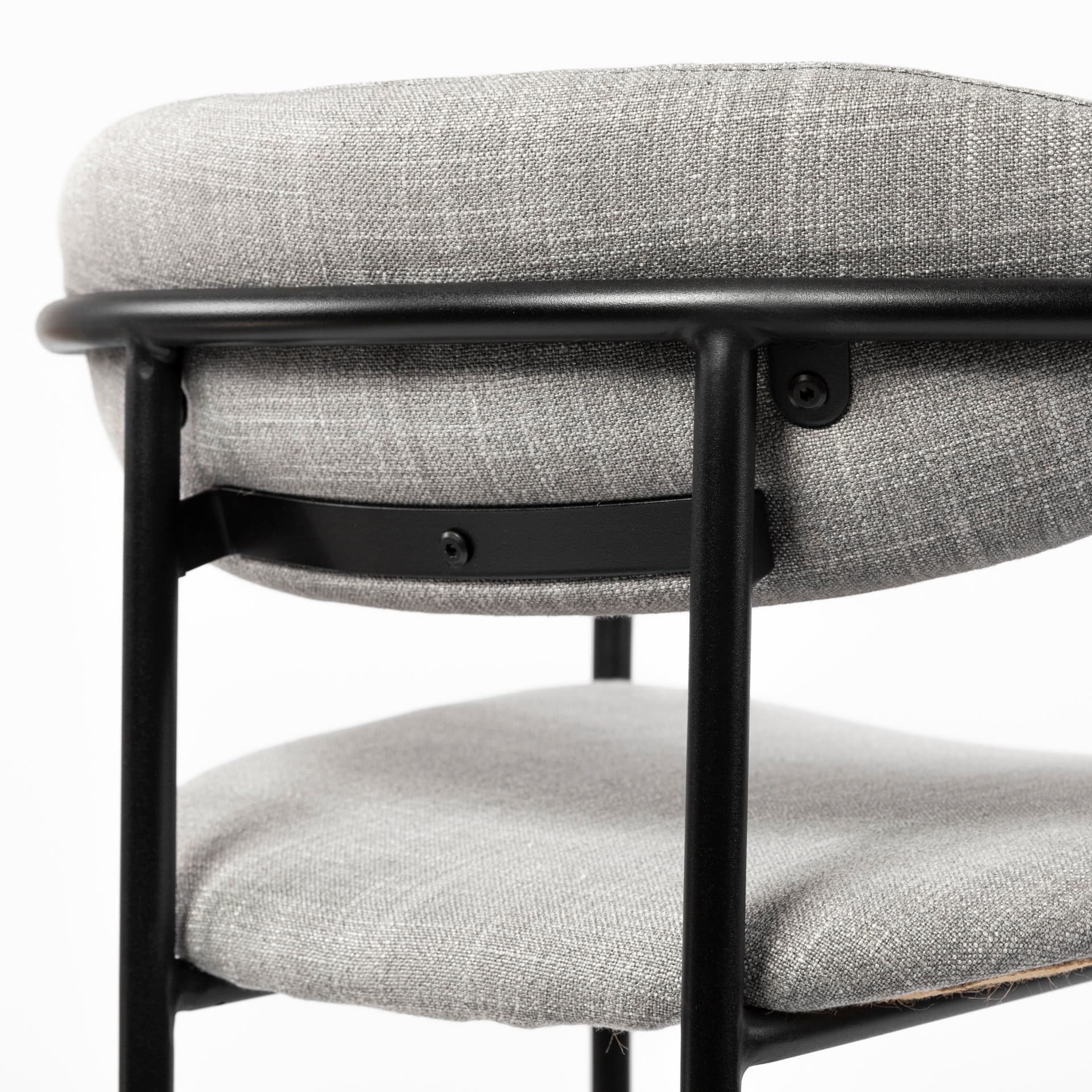 Parker Low Back 30.25in Seat Bar Stool | Gray Fabric w/ Black Metal — product photograph