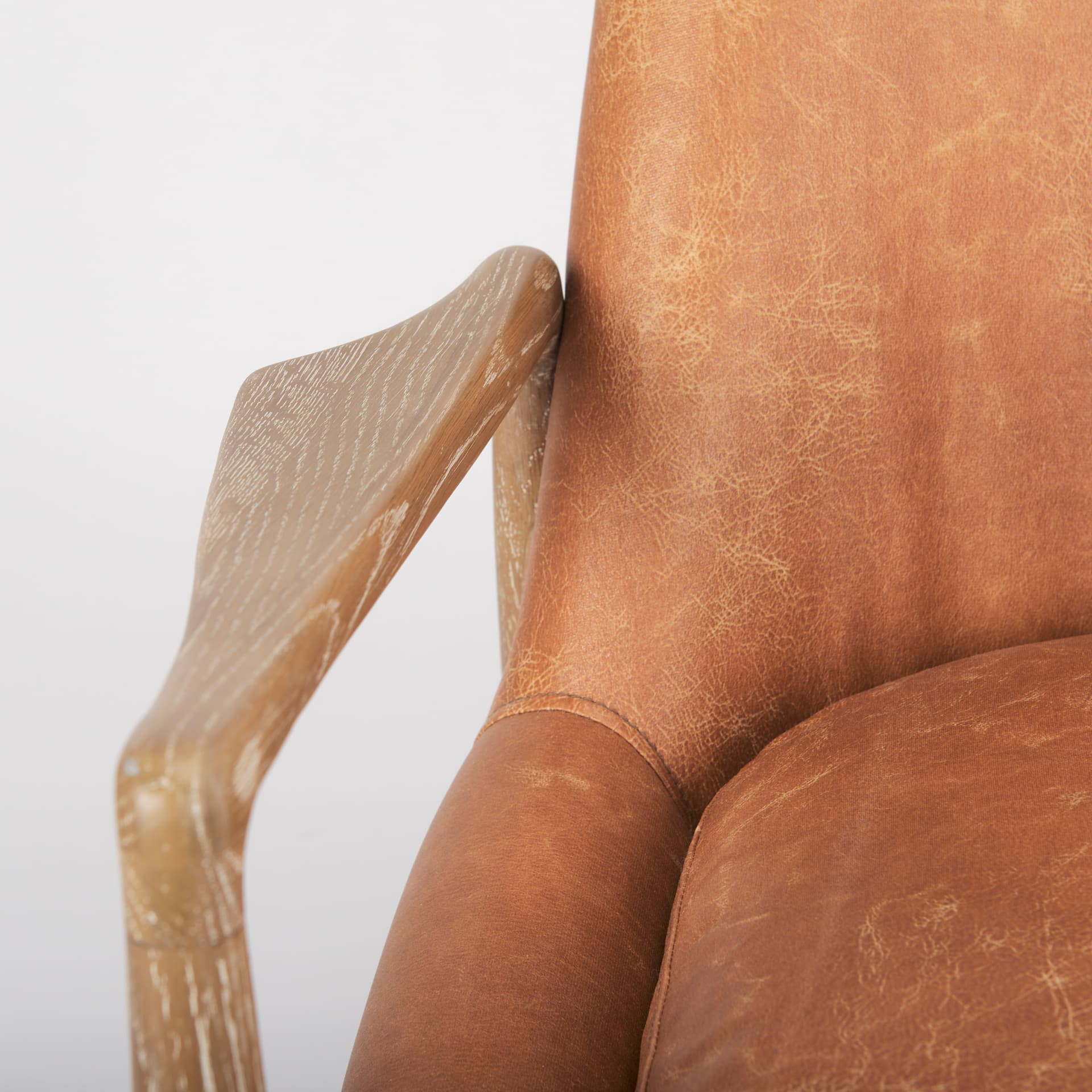 Westan Cognac Faux Leather W/Medium Brown Wood Accent Chair — product photograph