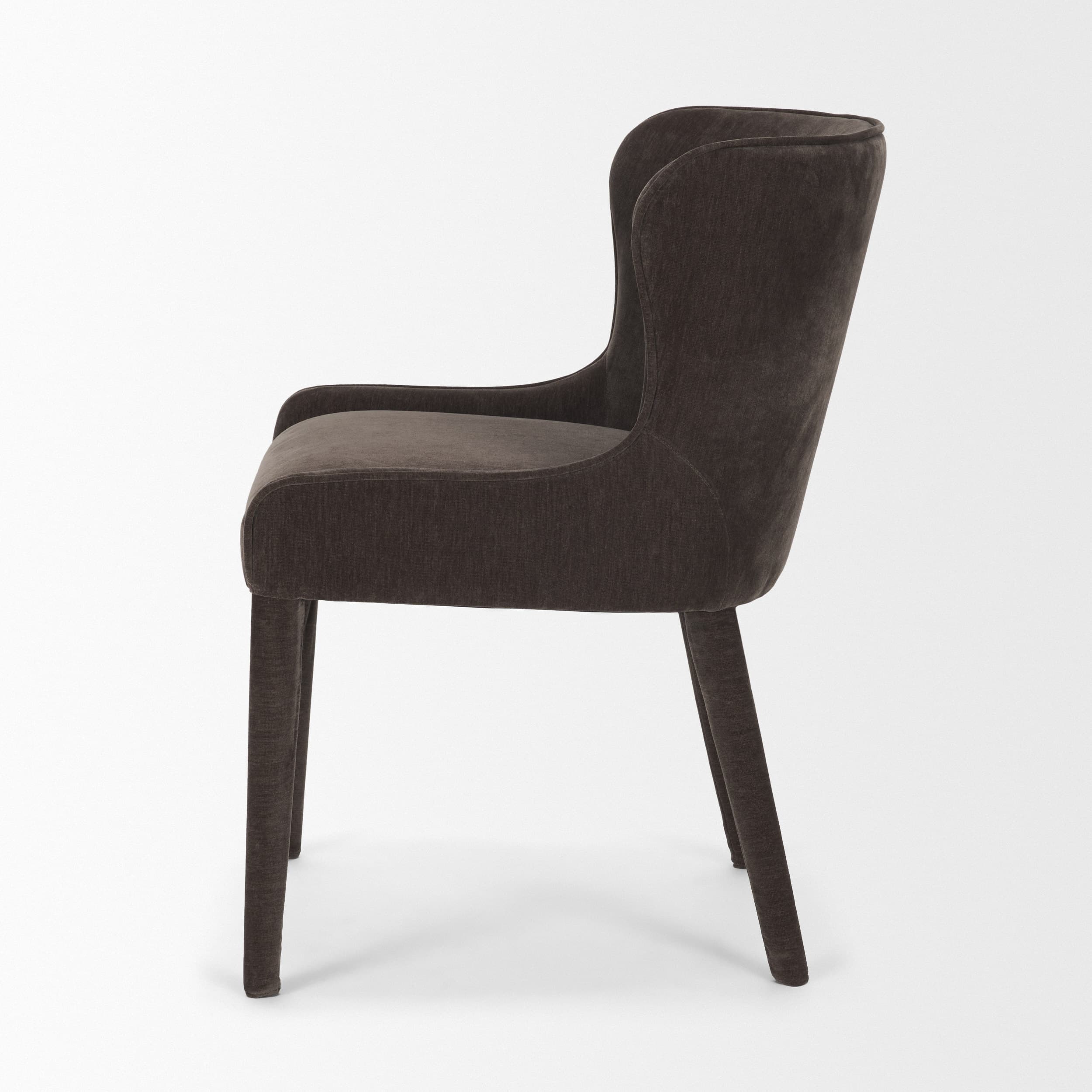 Nolan Wingback Dining Side Chair | Charcoal Chenille w/ Tapered Wood — product photograph
