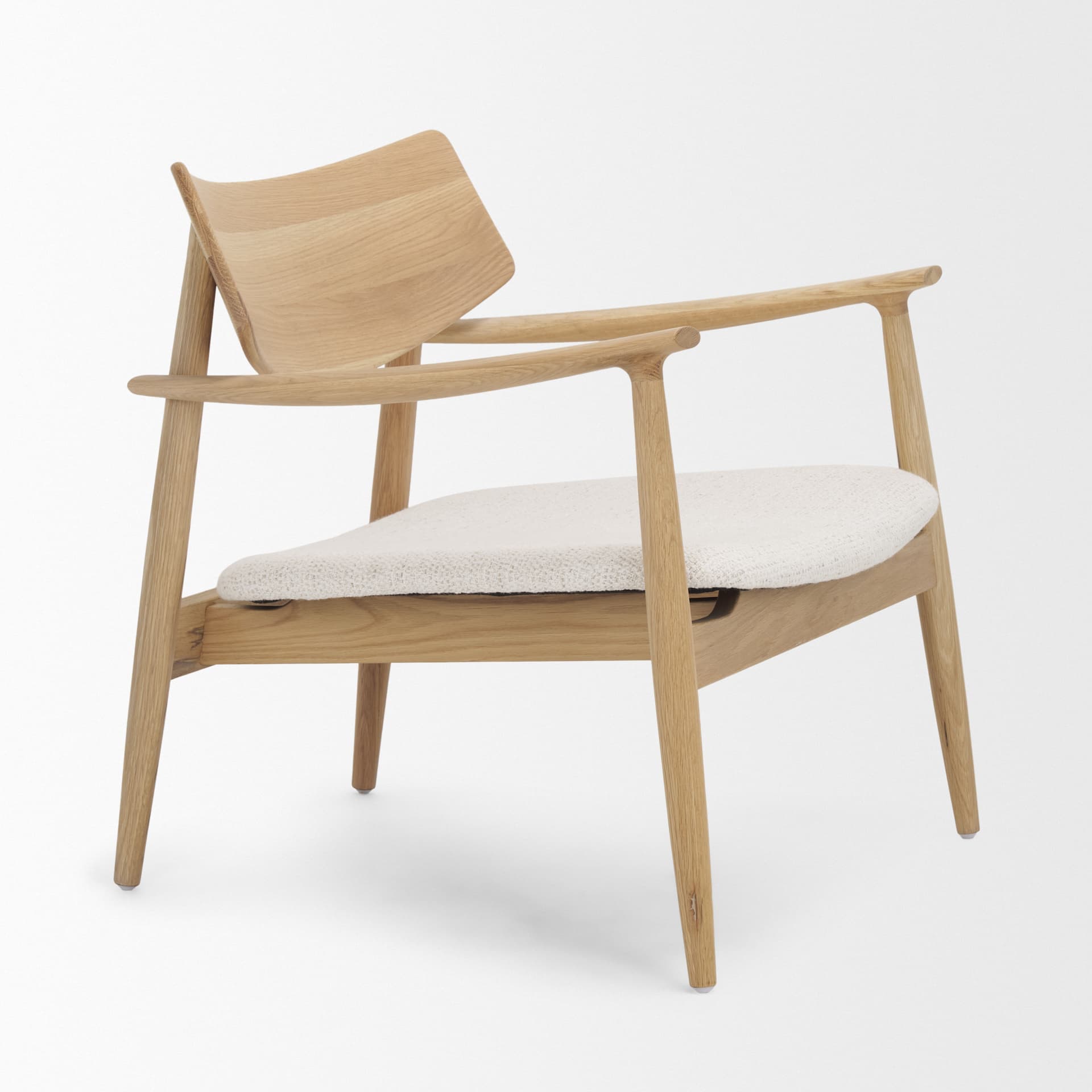 Haggen Light Brown Oak Wood w/ Cream Fabric Accent Chair — product photograph
