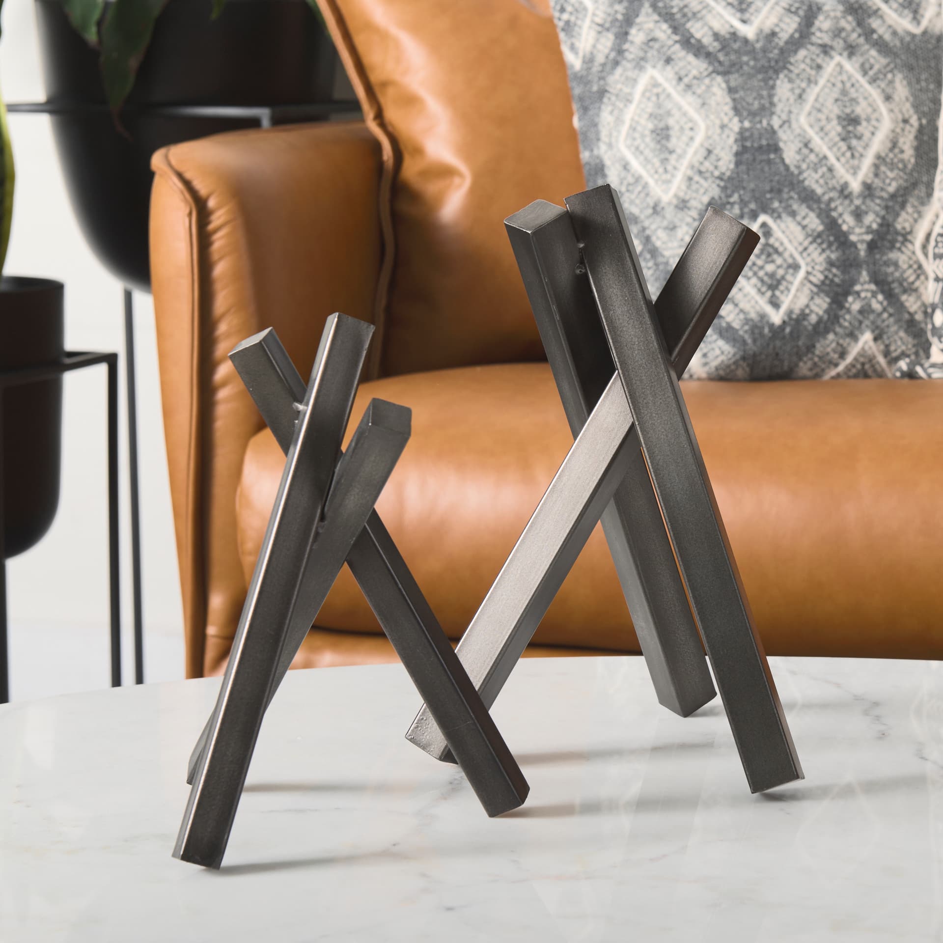 Bastian (Small) 8L x 7W Black Metal Abstract Object — product photograph