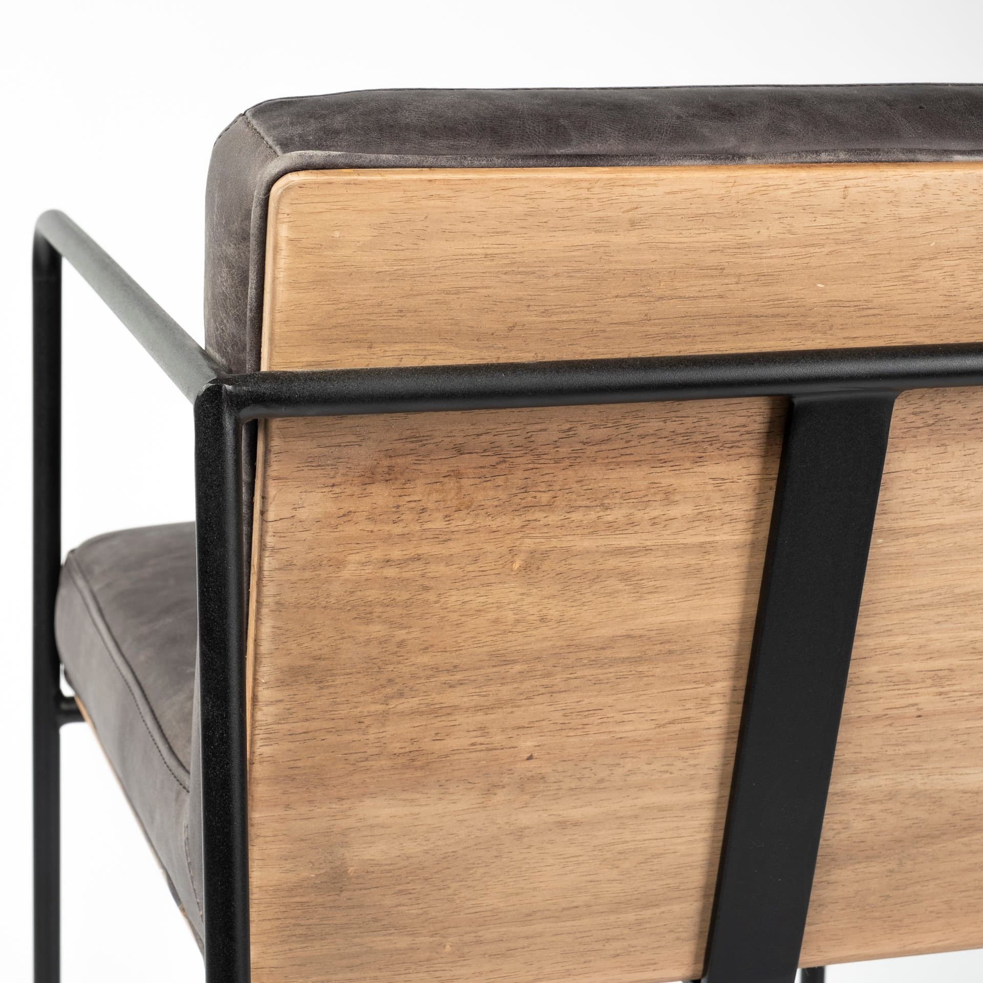 Stamford Backless 36.8in Seat Counter Stool | Black Leather w/ Metal — product photograph