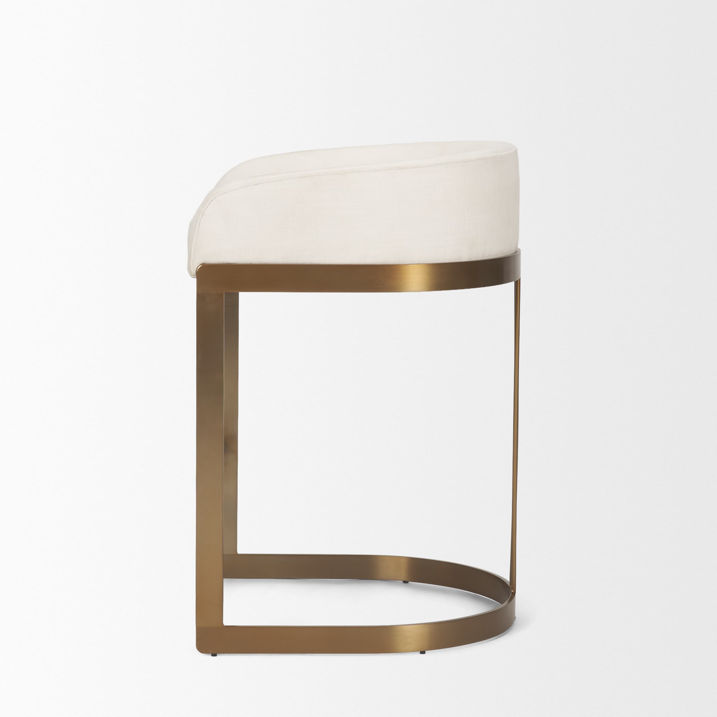 Hollyfield Low Back 24.75in Seat Counter Stool | Cream Fabric w/ Metal — product photograph