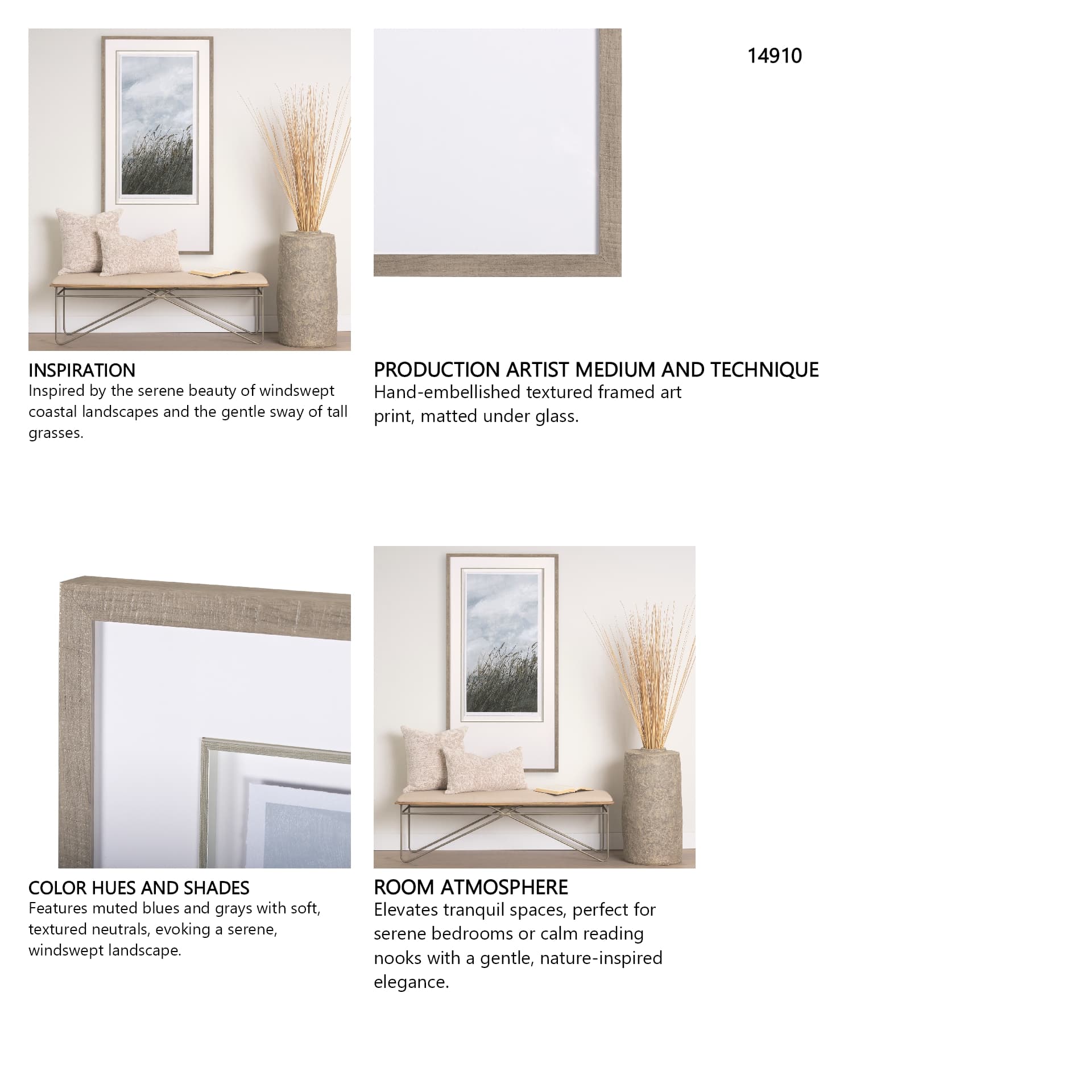Chilly Breeze II by Natali a Hand Embelished Textured Framed Art Print Matted under Glass — in a styled room