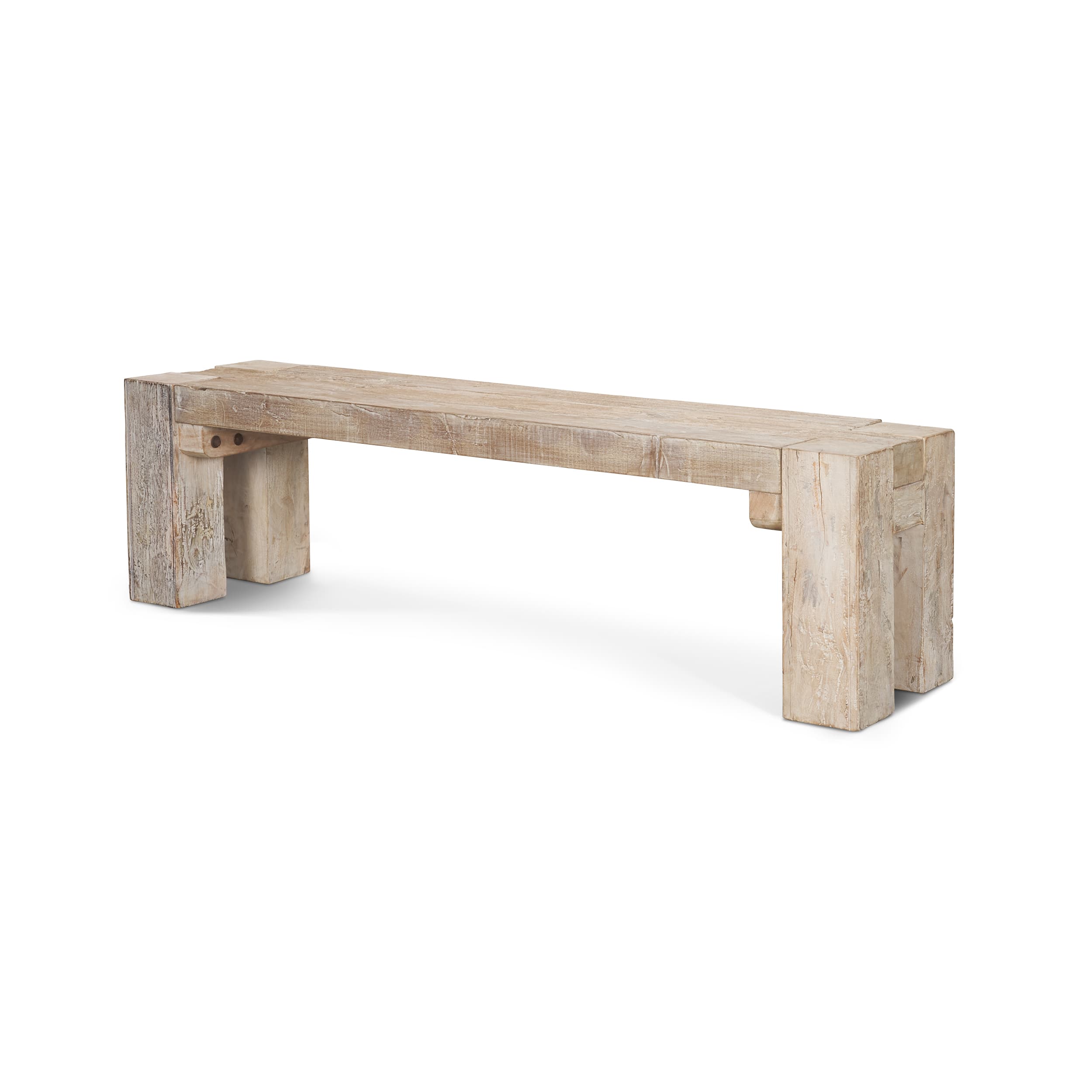 McArthur 64" Whitewash Reclaimed Wood Bench — product photograph