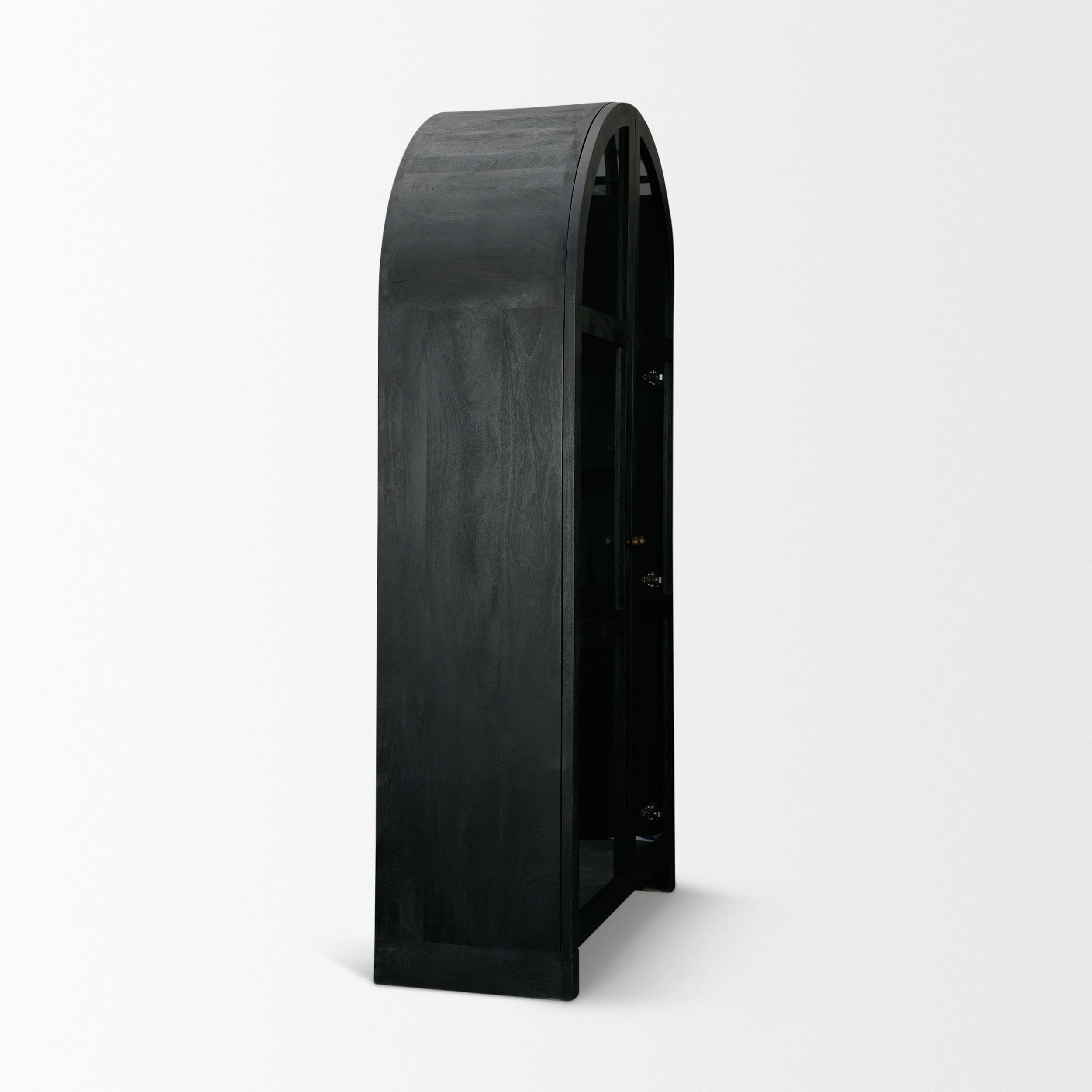 Suri Black Wood W/Glass Doors Arched Curio Cabinet — product photograph