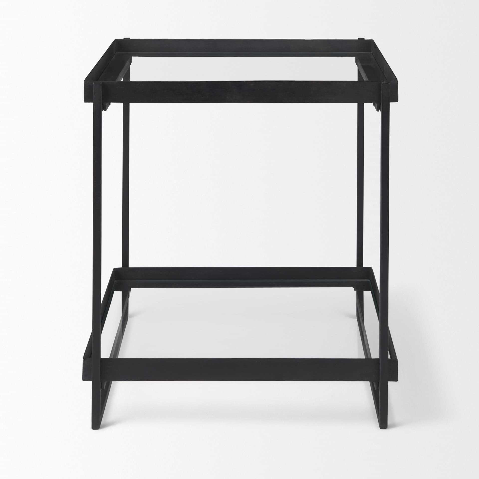 Trey Black Metal W/Glass Accent Table — product photograph