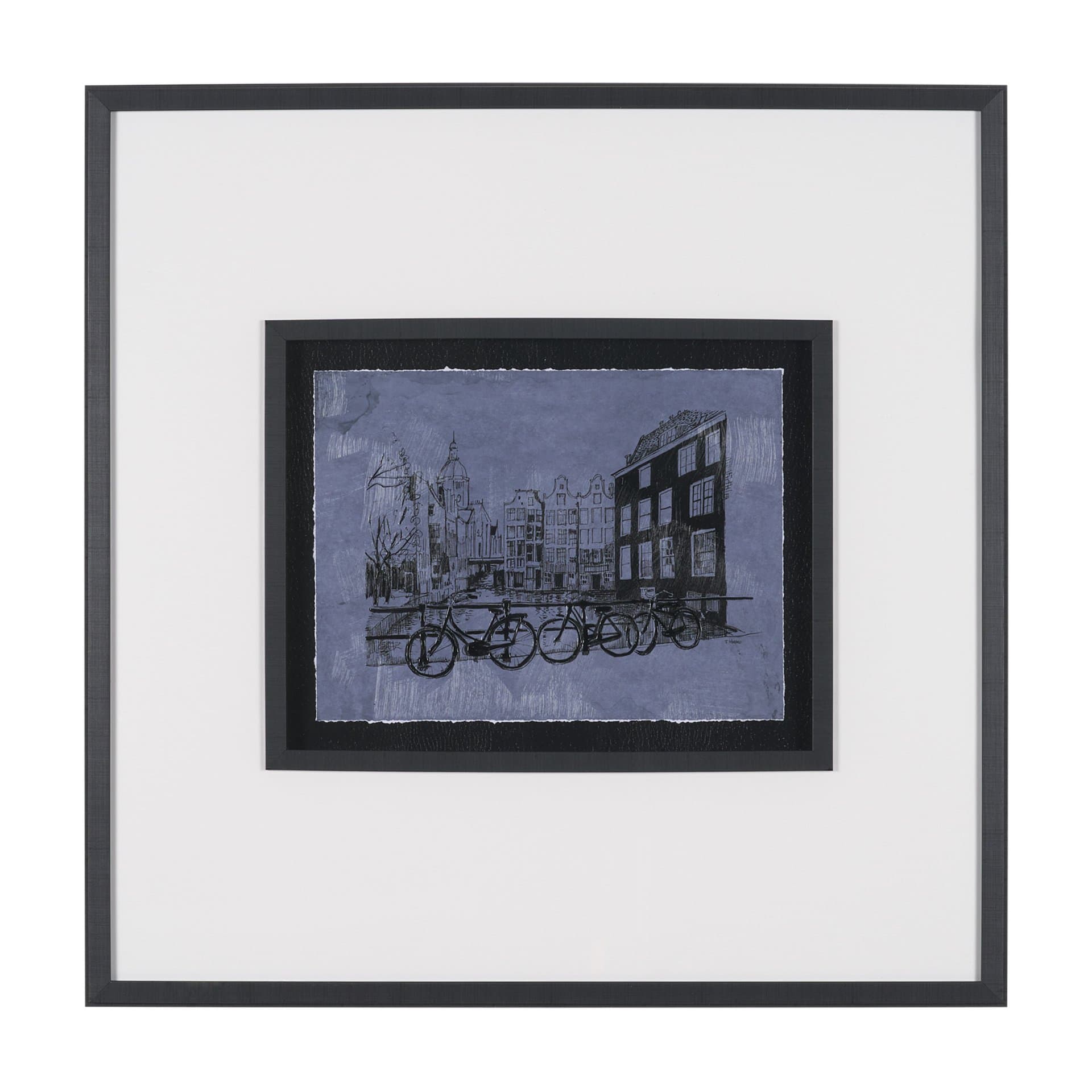 City of Canals I by Mercana Studio Hand Embelished Textured Framed Artwork Matted under Glass — product photograph