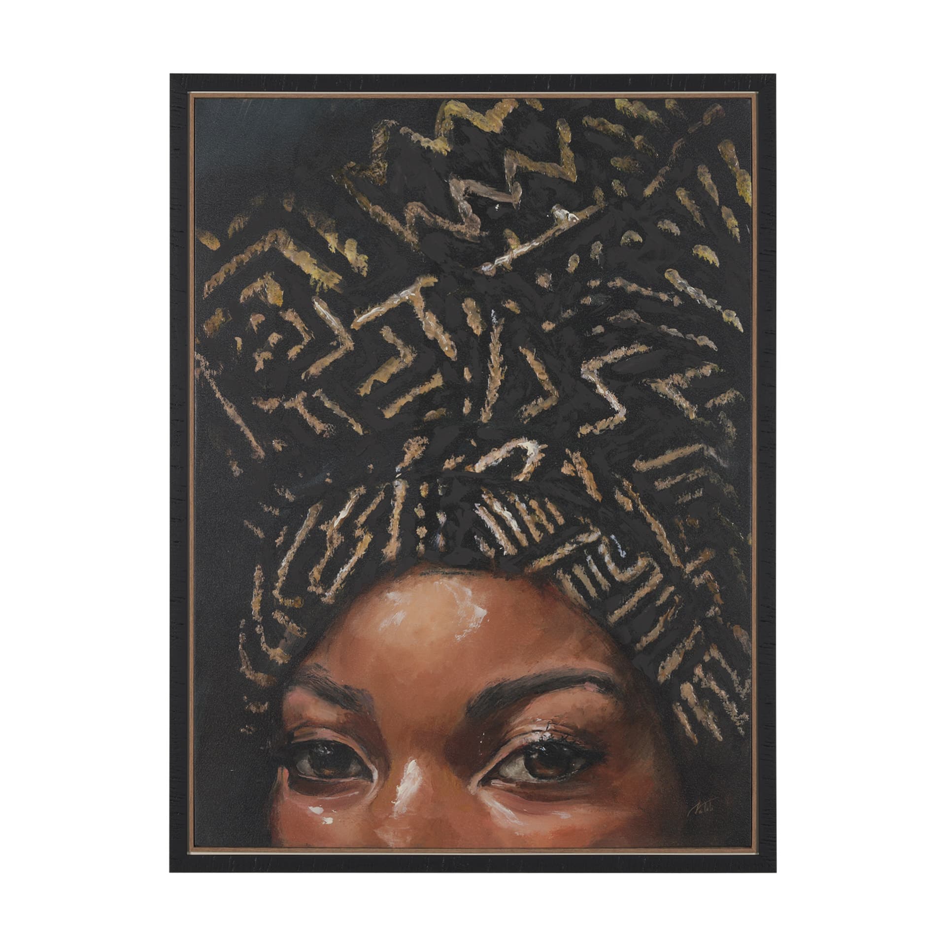 Mud Cloth Head Scarf II by Mercana Studio a Hand Embellished Textured Framed Canvas — product photograph