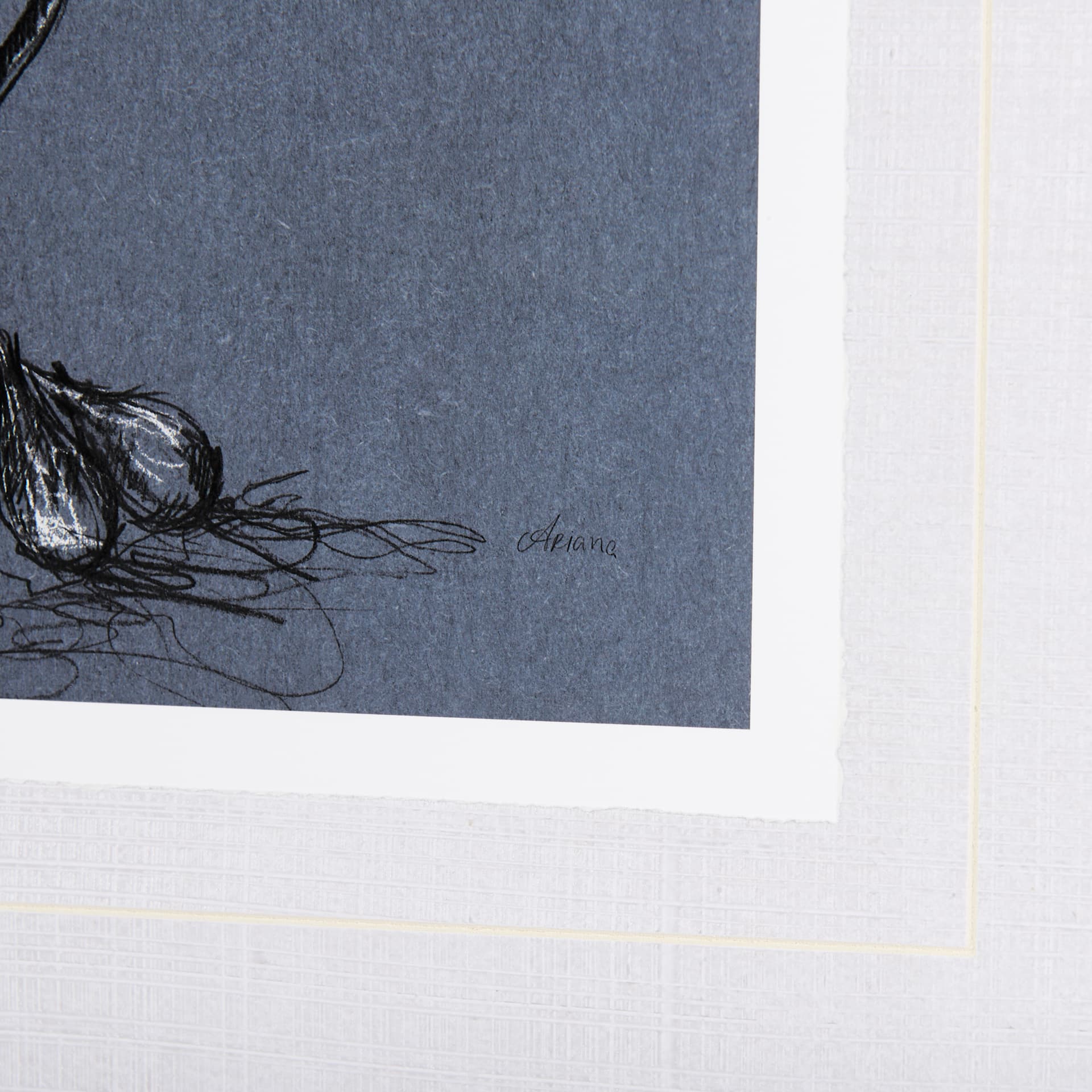 Botanical sketches III (Blue) by Mercana Studio Hand Embellished Framed Art Print Matted under Glass — product photograph