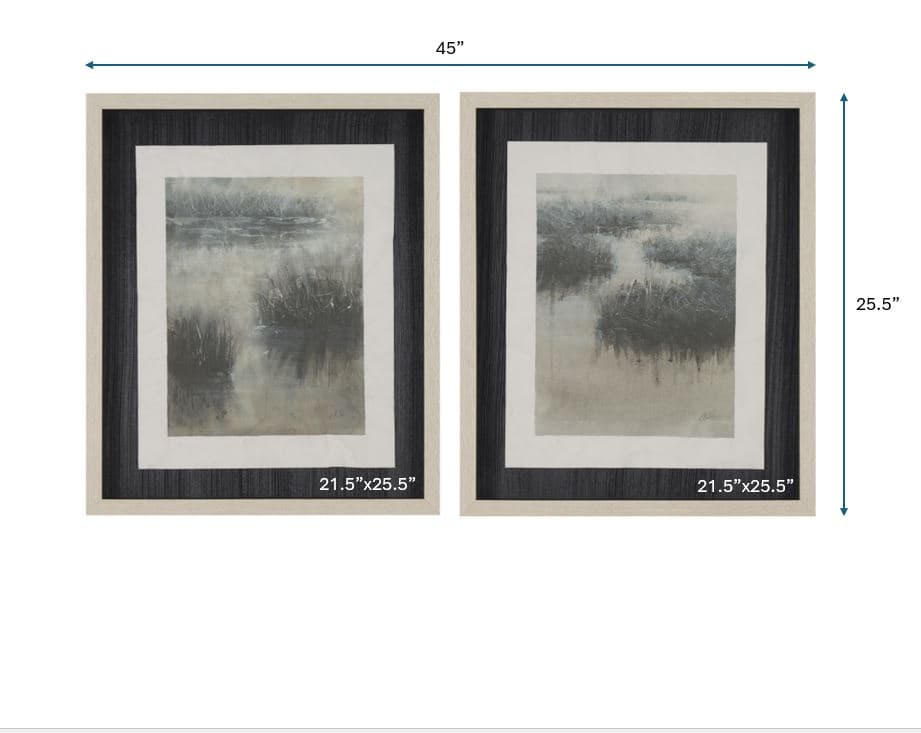 Water Grasses (Set of 2) by Mercana Studio a Hand Embellished Framed Art Print Matted under Glass — product photograph