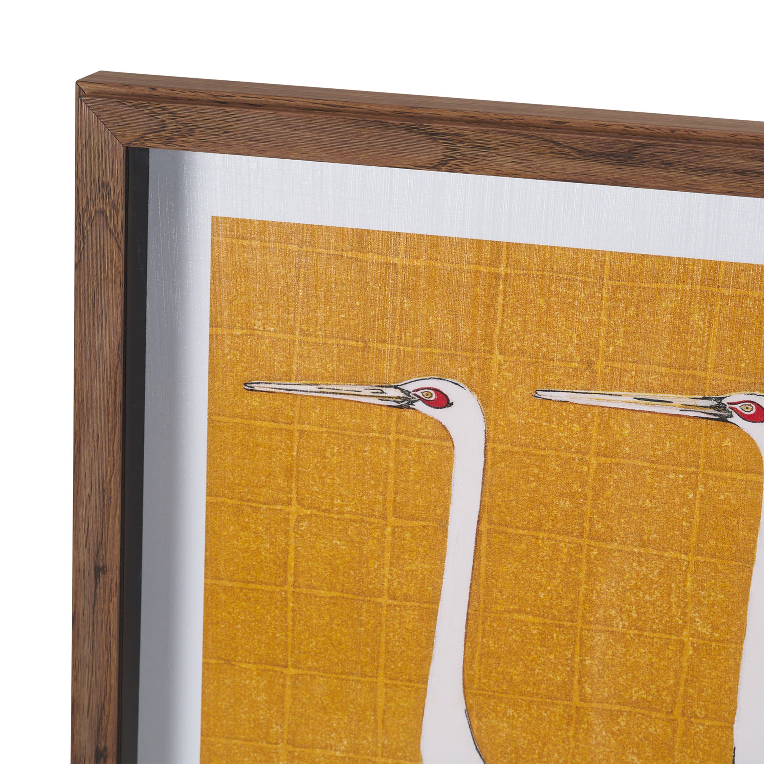 Japanese Red Crown Crane by Ogata Korin Hand-Embellished Textured Framed Artwork Matted under Glass — product photograph