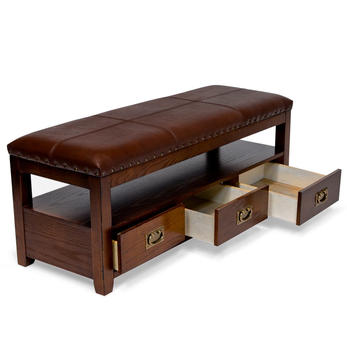 Entryway Storage Bench HR330 Cherry Finish — product photograph