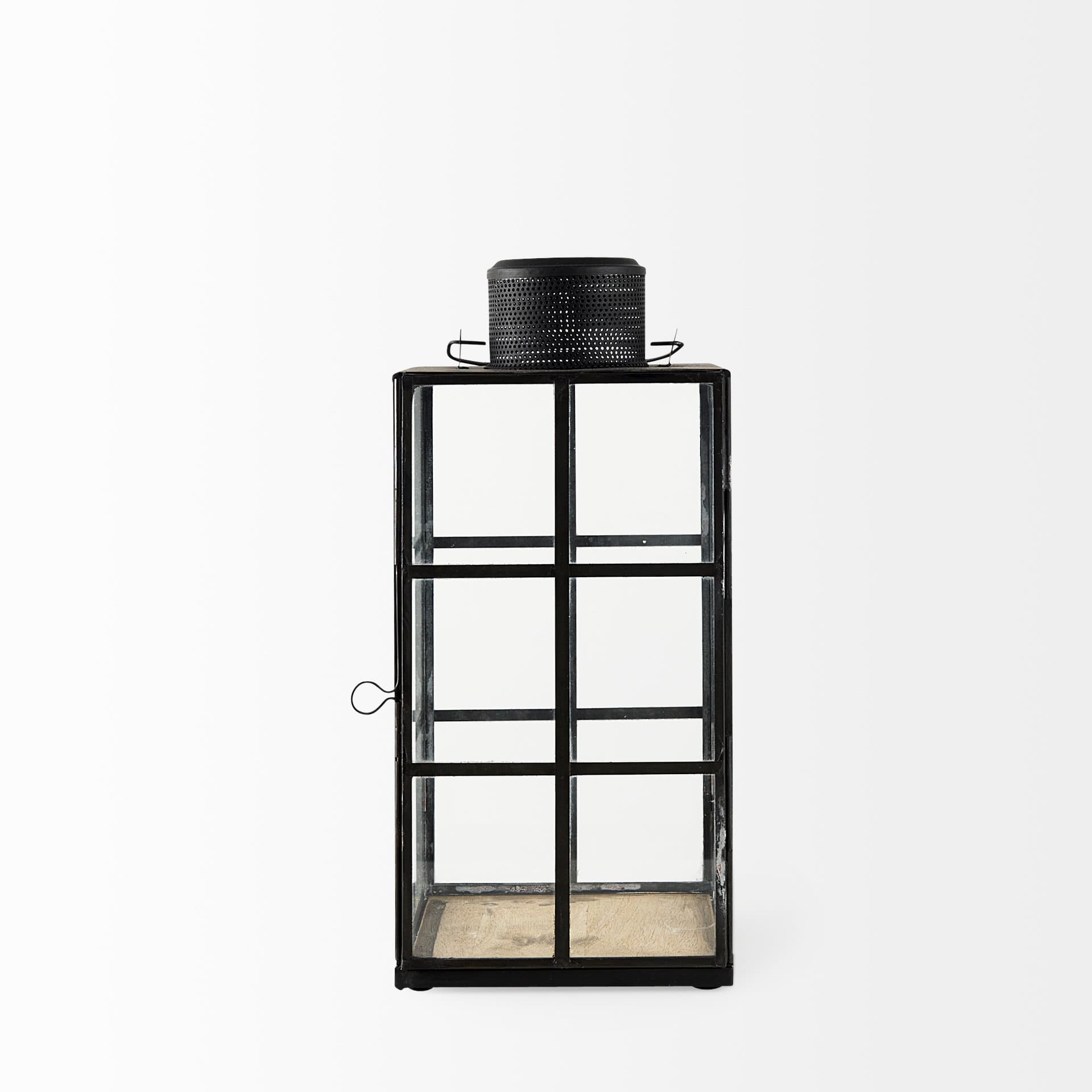 Gamfield 6.1L x 6.1W x 13.4H Medium Black Metal and Glass Lantern — product photograph