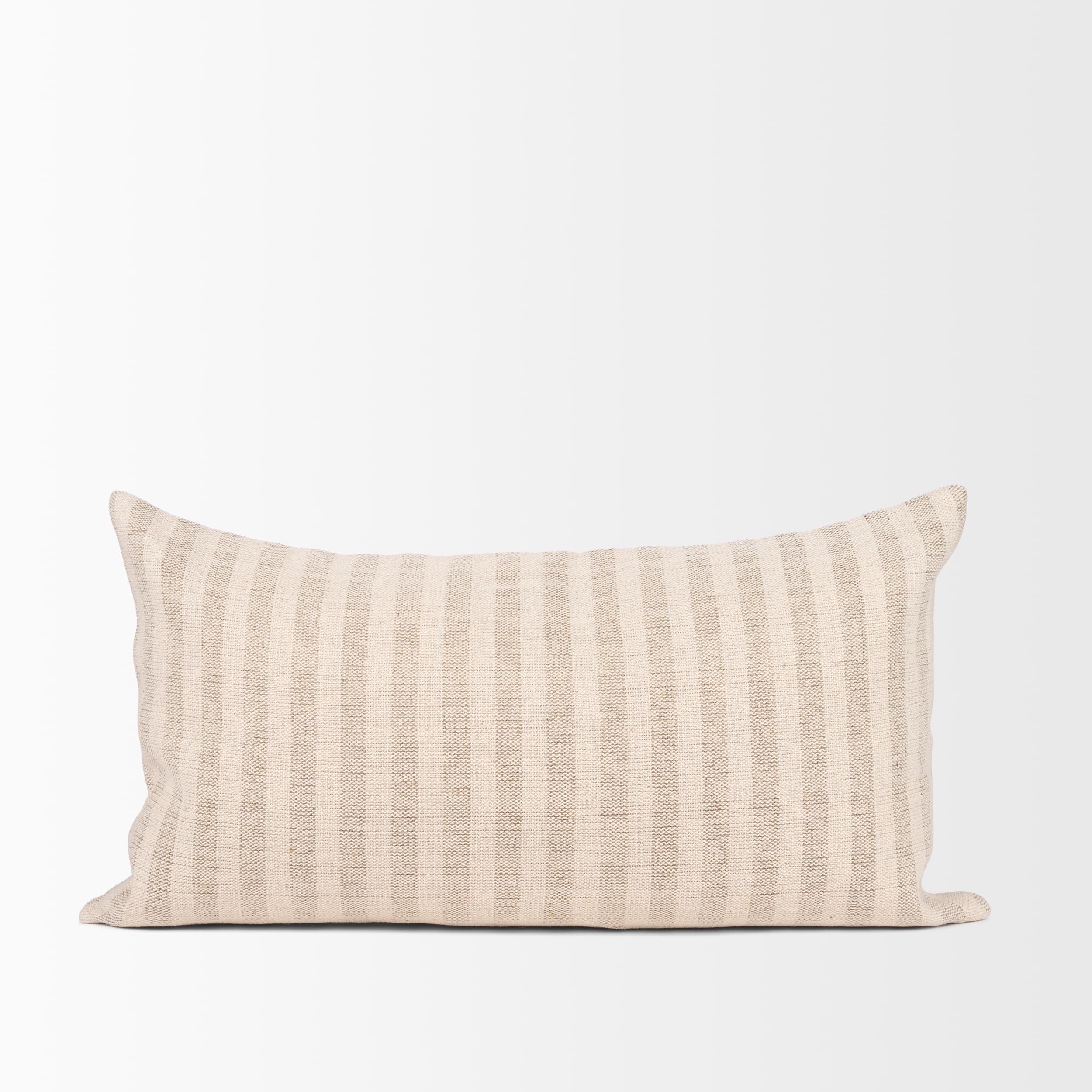Jace 14x26 Cream w/ Beige Stripe Lumbar Decorative Pillow Cover — product photograph