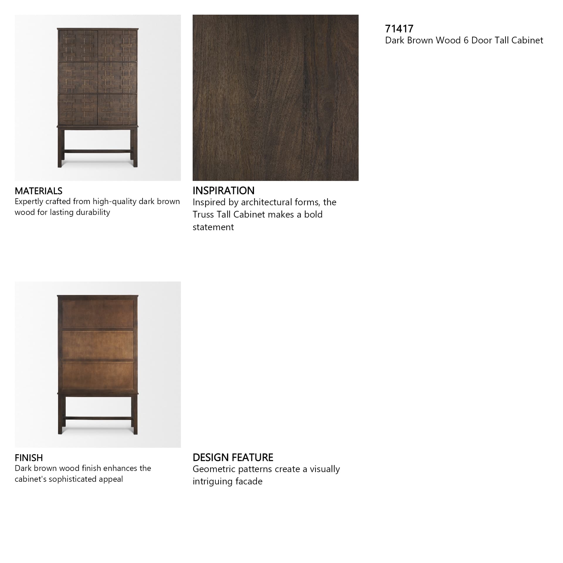 Truss Dark Brown Wood 6 Door Tall Cabinet — in a styled room