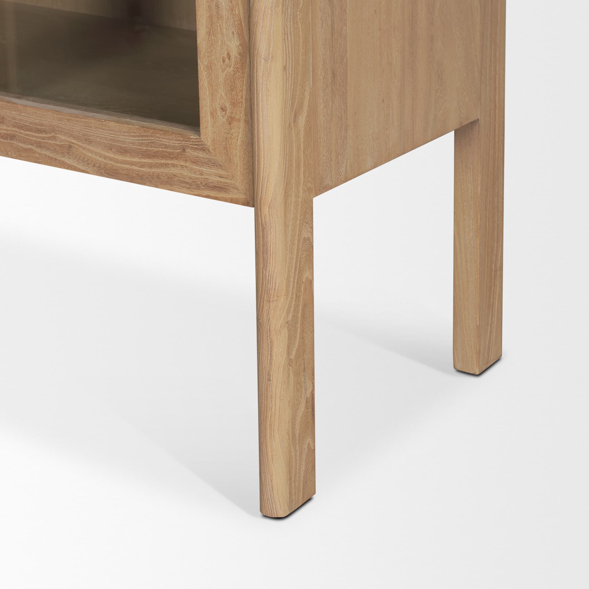 Callum Light Brown Elm Wood w/ Glass Doors Arched Curio Cabinet — product photograph