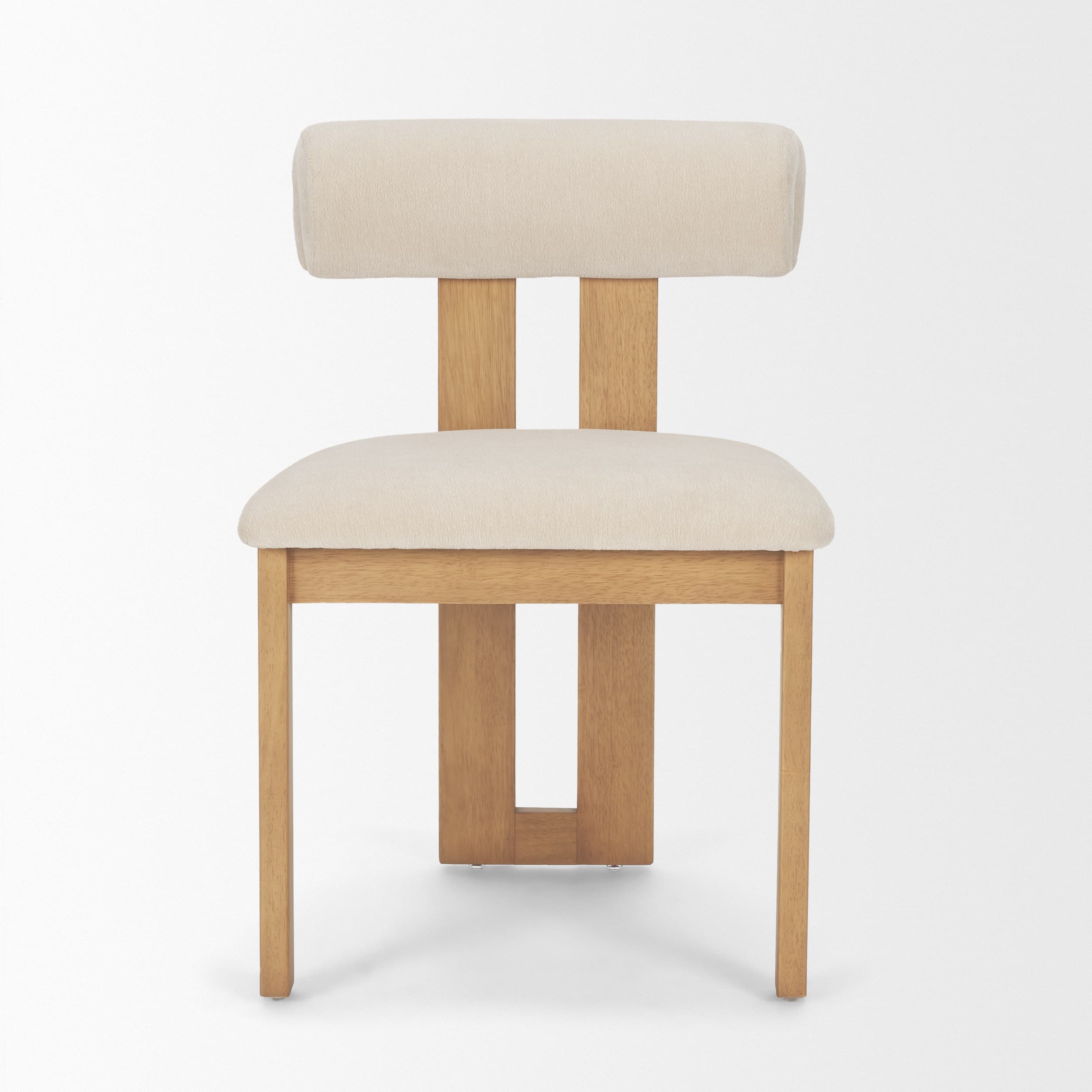 Tribeca Open Back Dining Side Chair | Cream Chenille w/ Brown Wood — product photograph