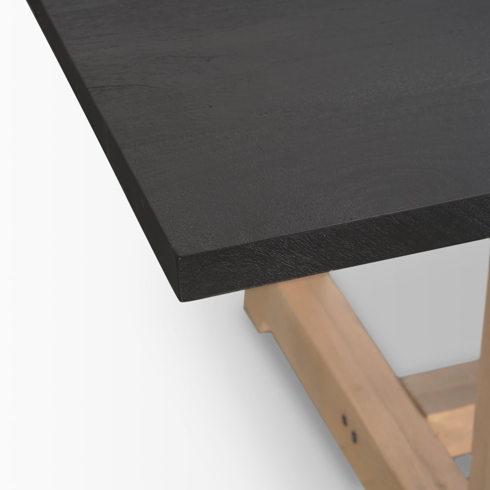 Rialto 84"L x 42"W Rectangular Trestle Dining Table | Black-Brown Wood & Light Brown Wood | Seats 8 — product photograph