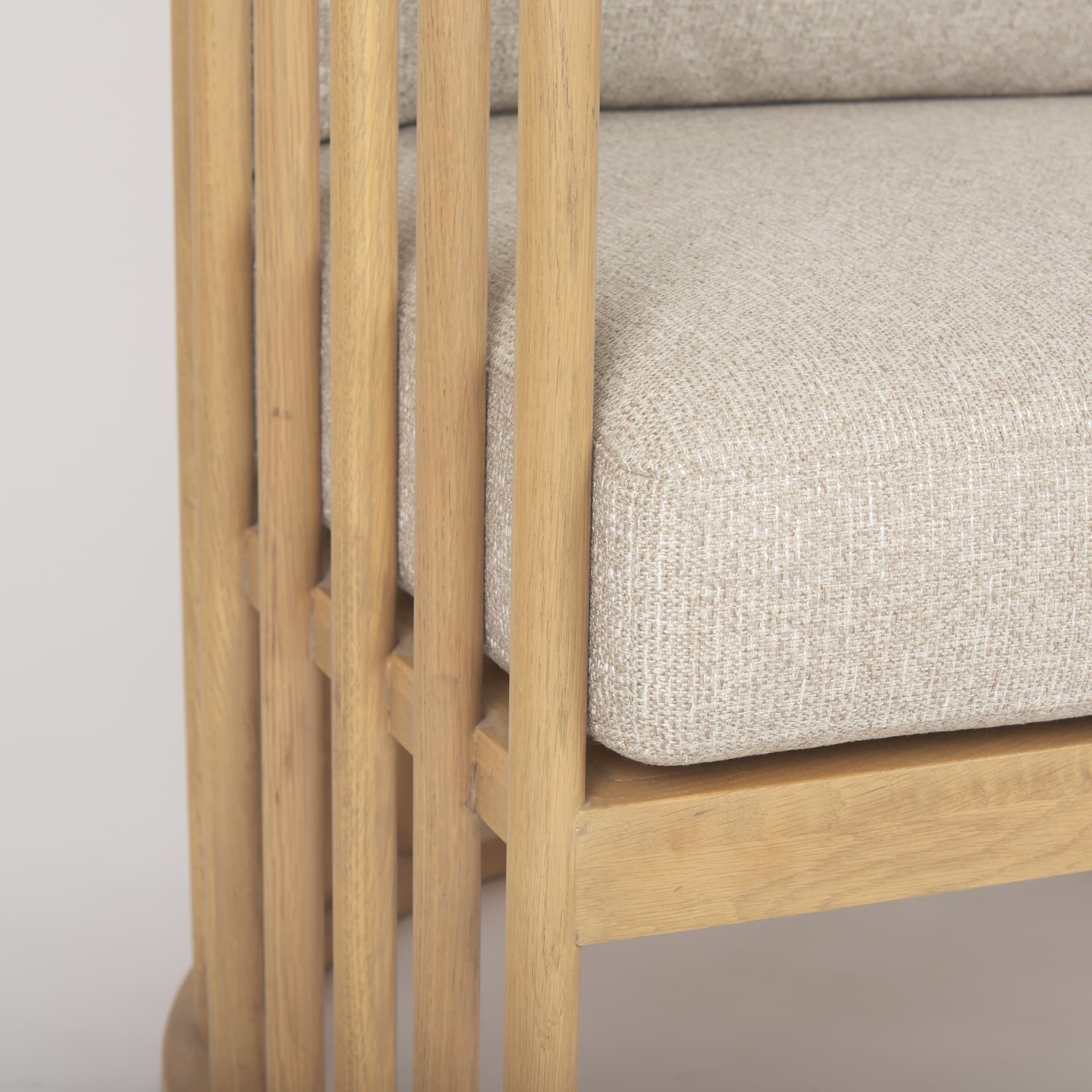 Kopari Beige Fabric W/Light Brown Wood Accent Chair — product photograph