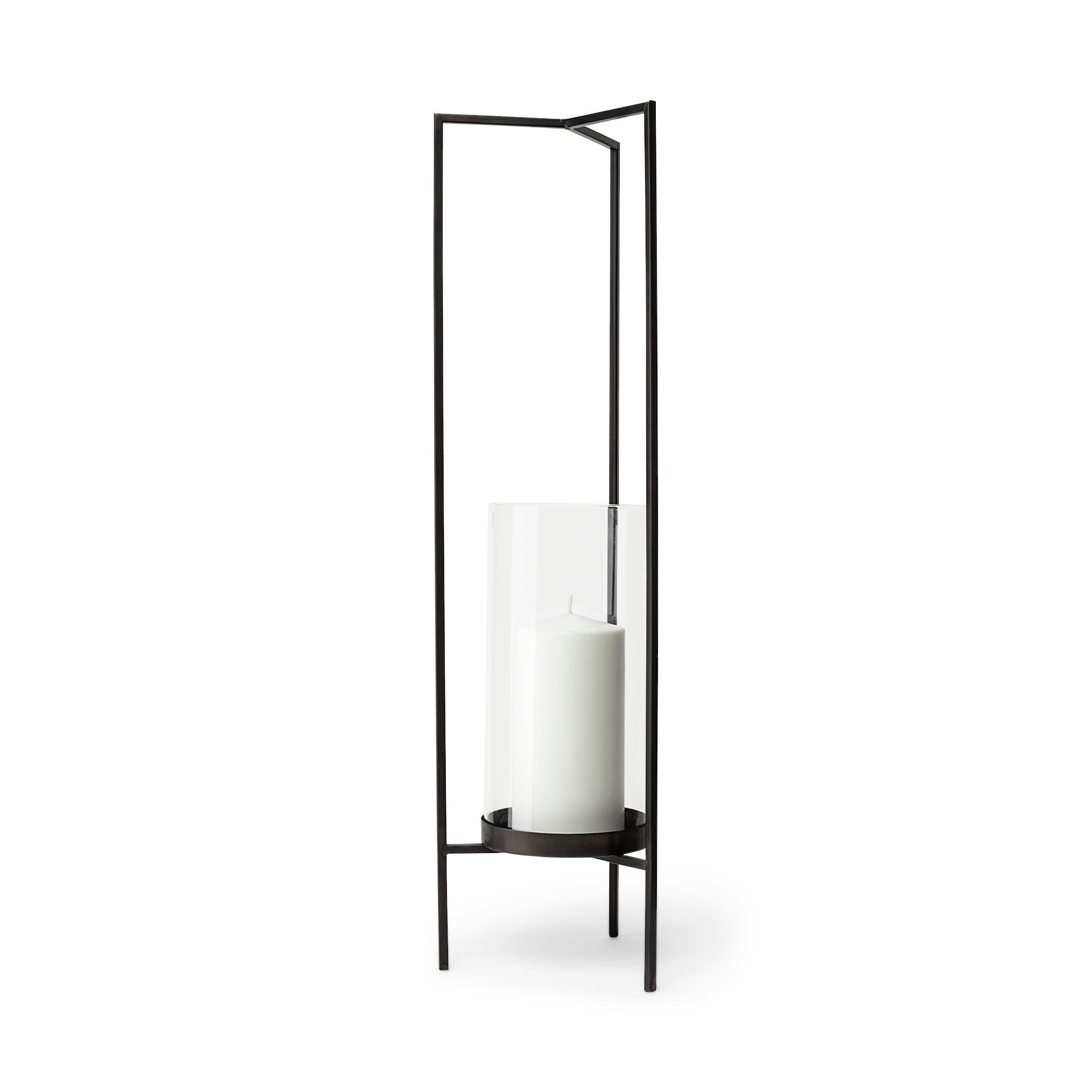 Abigail I Large Gunmetal Gray Metal Table Candle Holder — product photograph