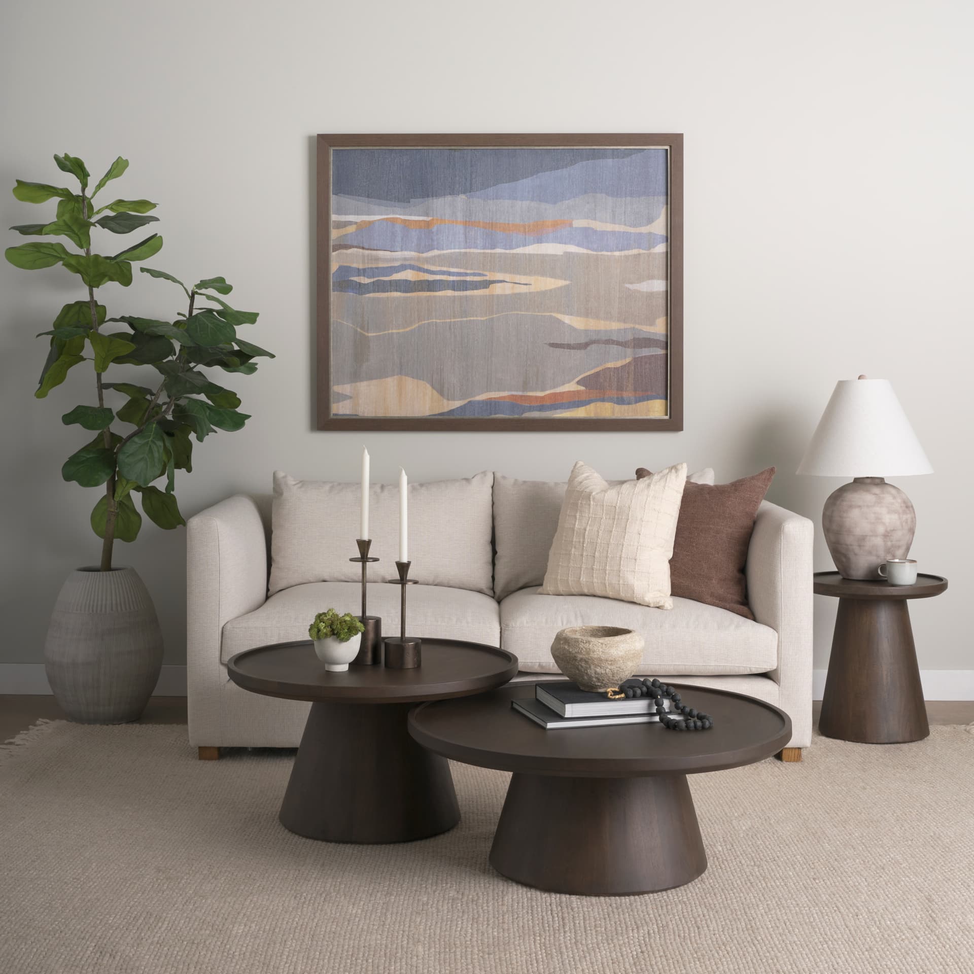 Takoda Dark Brown Wood Tapered Drum Accent Table — product photograph