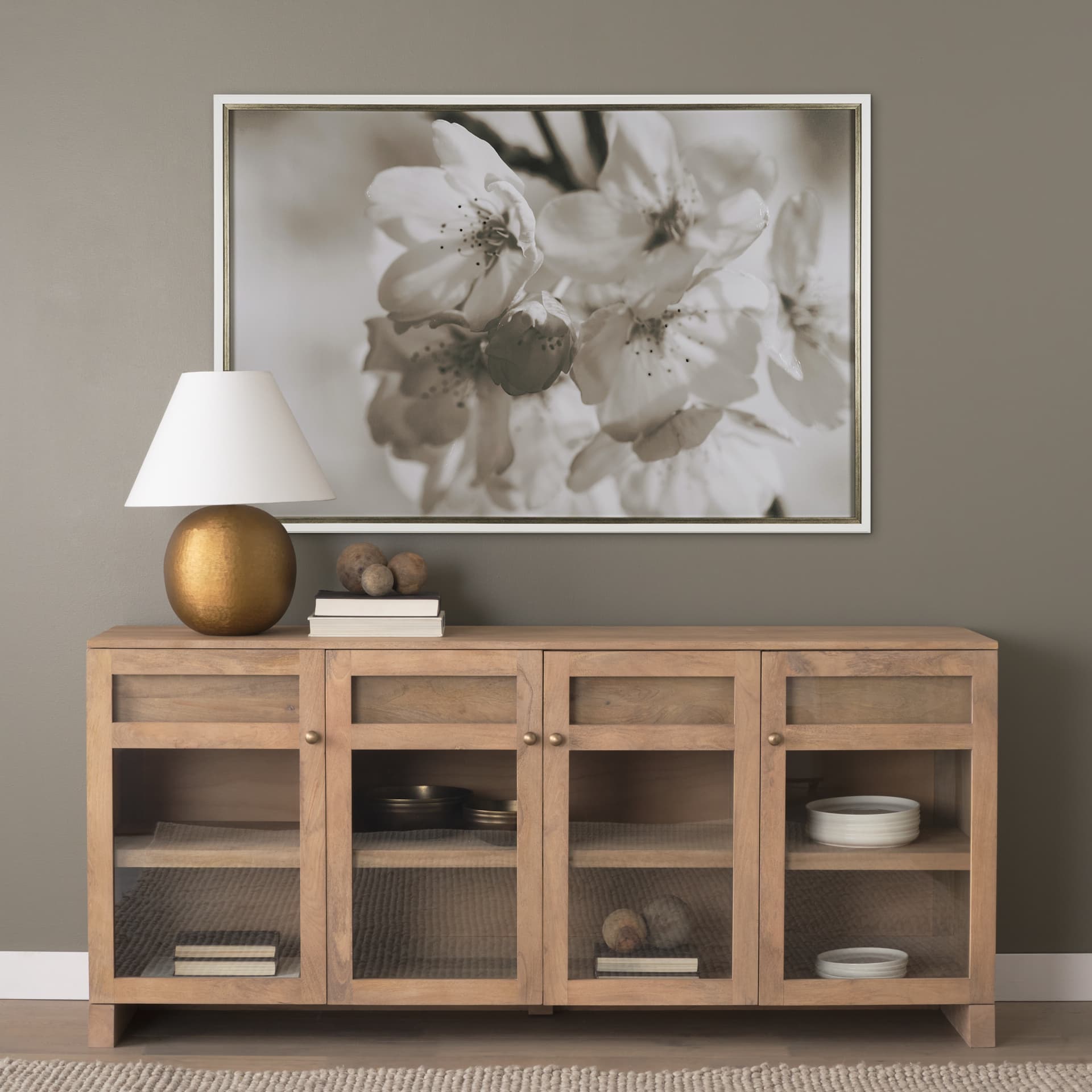 Soft Petals I by Nancy Crowell a Hand Embellished Textured Framed Photo Art Print Matted under Glass — in a styled room