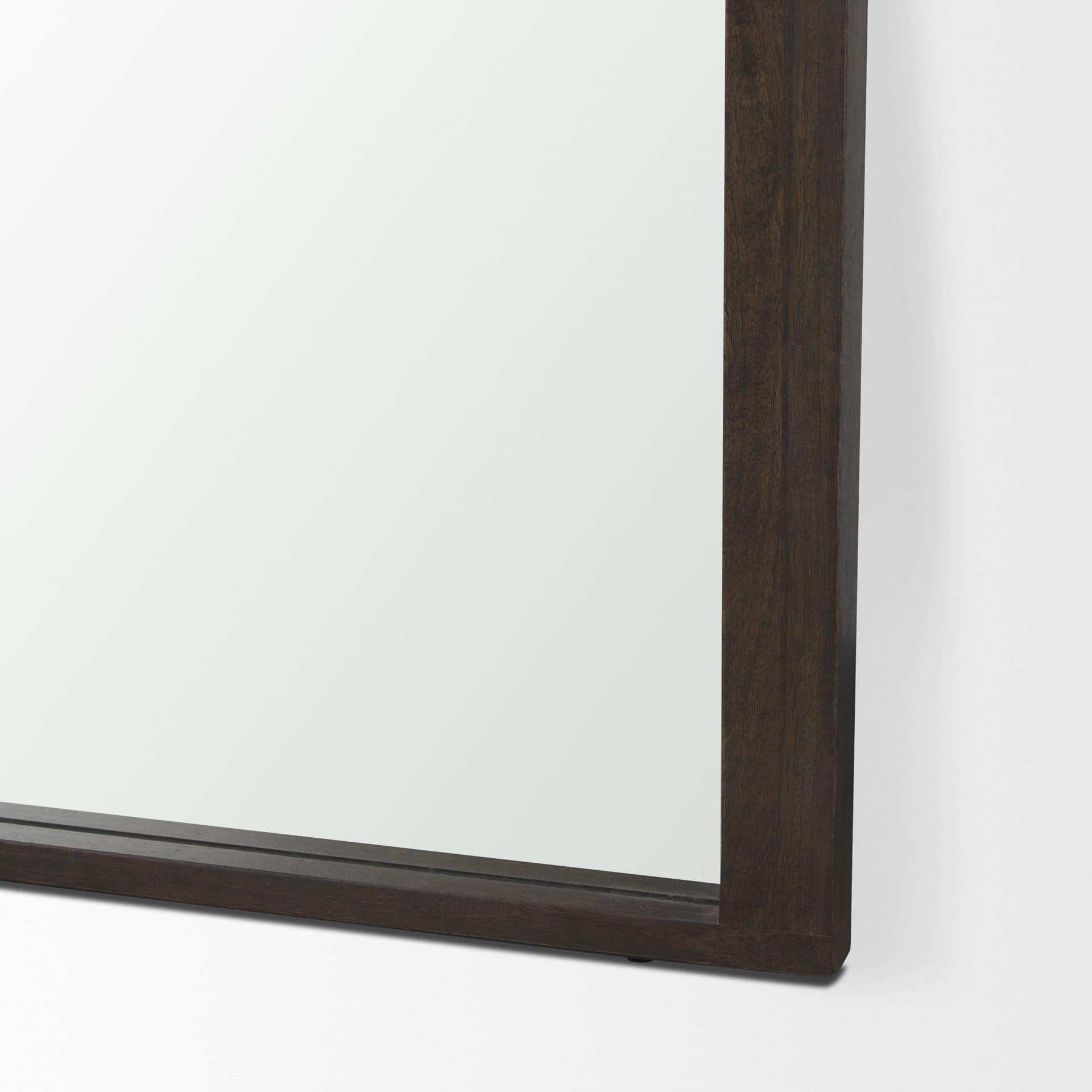 Celeste Dark Brown Wood Arched Floor Mirror — product photograph