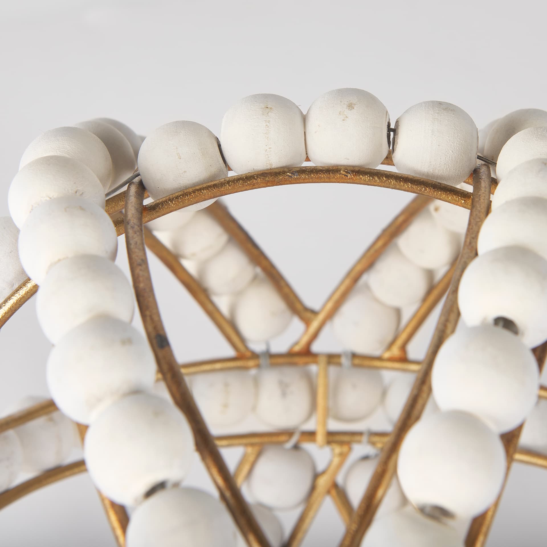Espanlade I Small 9L x 9W White Wooden Beaded Orb — product photograph