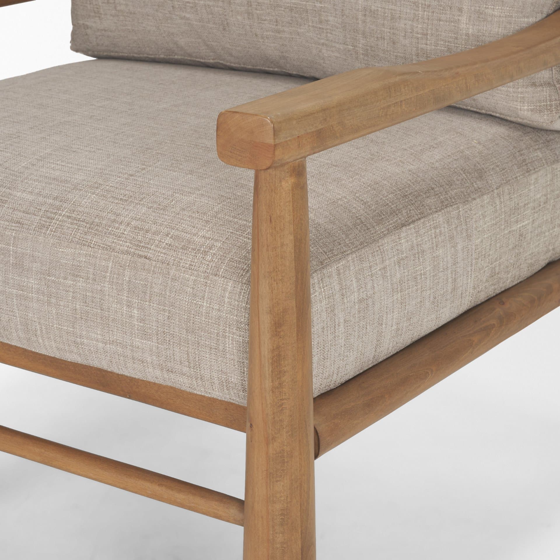 Witton Gray Fabric Beech Wood Slingback Backrest Accent Lounge Chair — product photograph