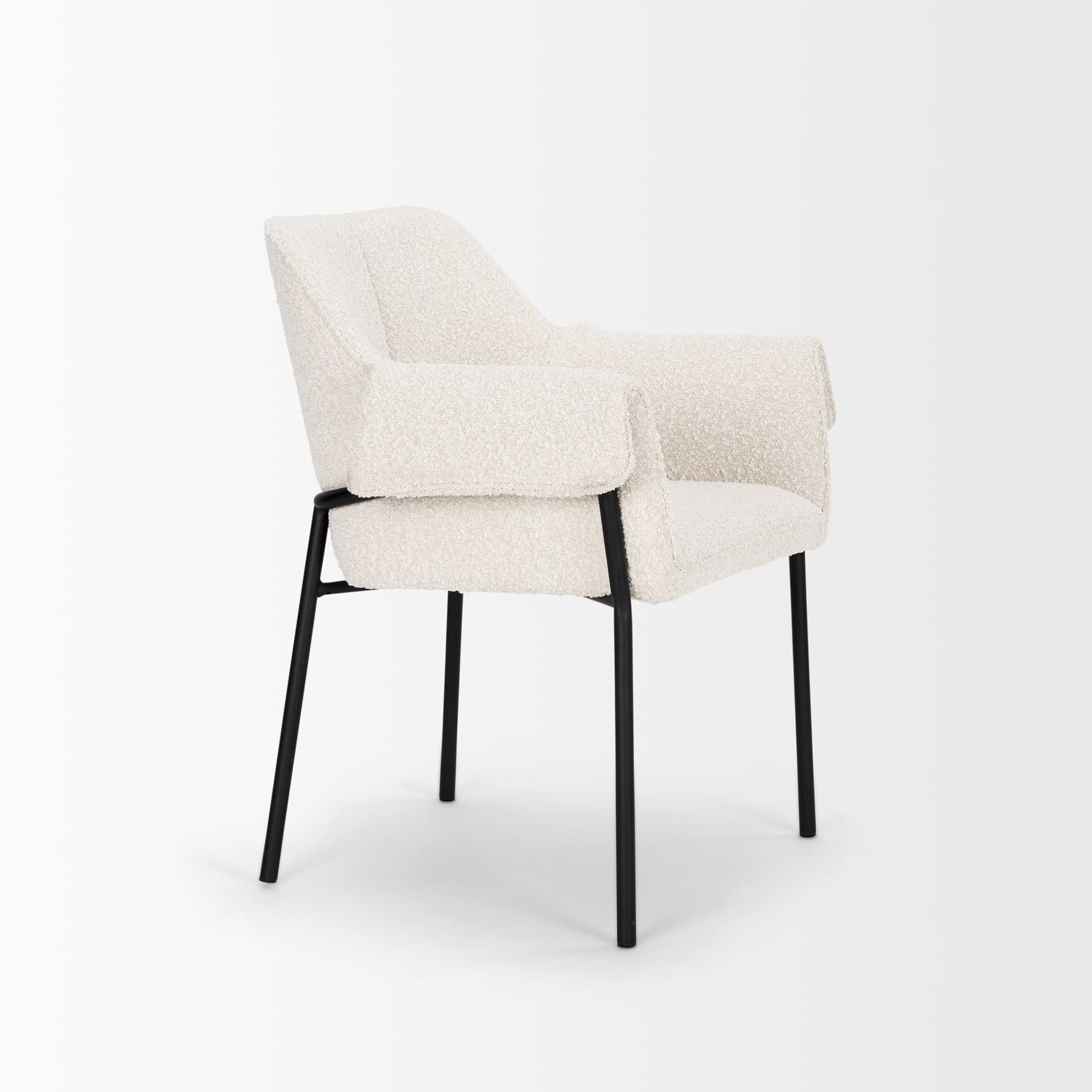 Brently Curved Back Dining Arm Chair | Cream Boucle w/ Metal — product photograph