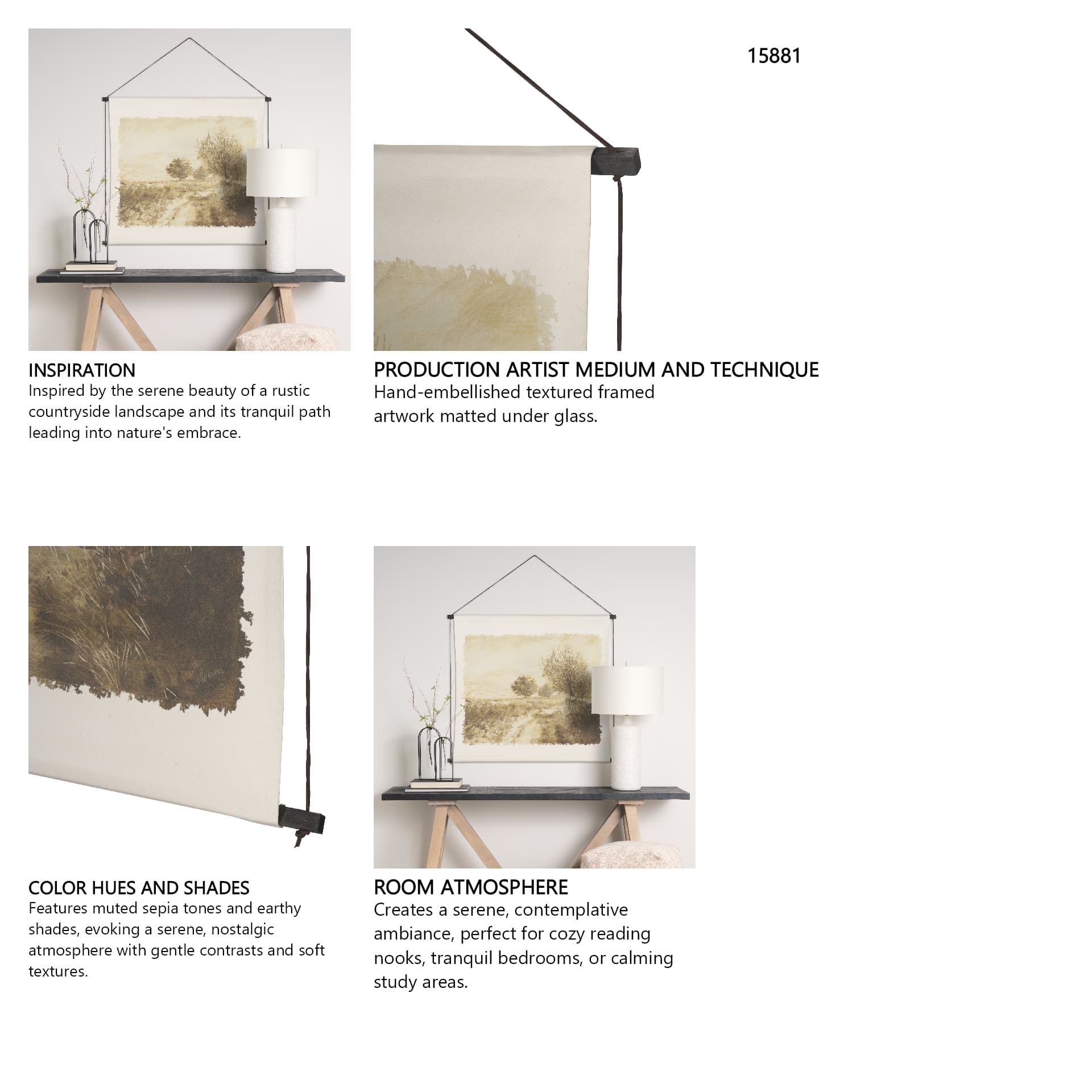 Timeless Vista by Mercana Studio Textured Artwork Tapestry — in a styled room