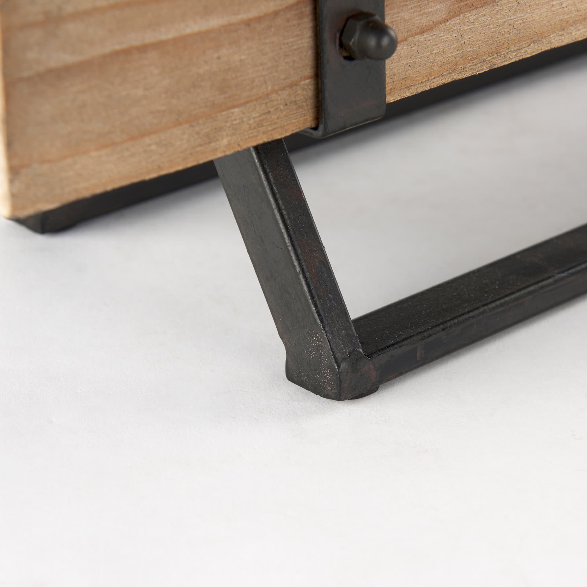 Benk Wood and Black Metal Five Cup Candle Holder — product photograph
