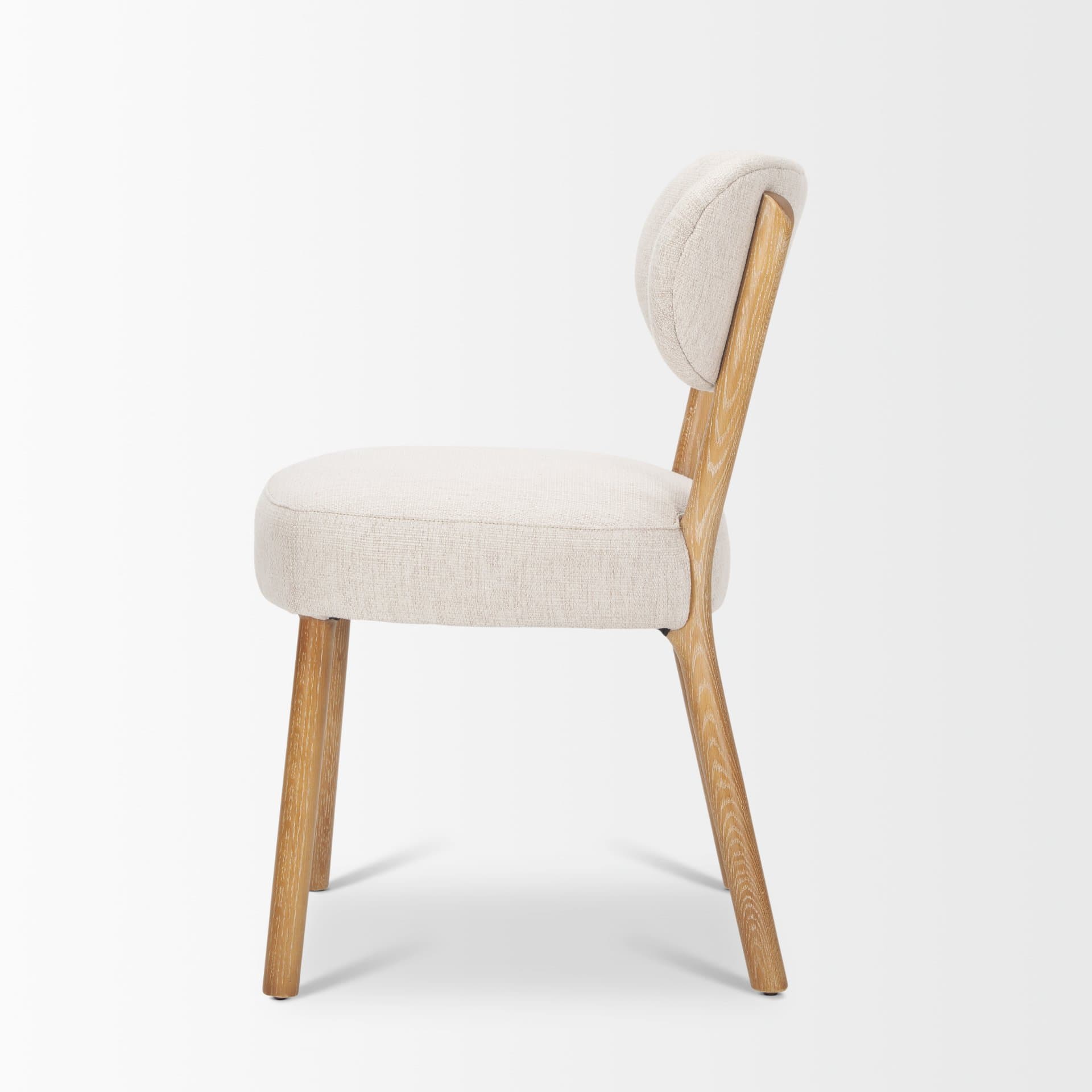Owen Curved Back Dining Side Chair | Beige Fabric w/ Brown Wood — product photograph