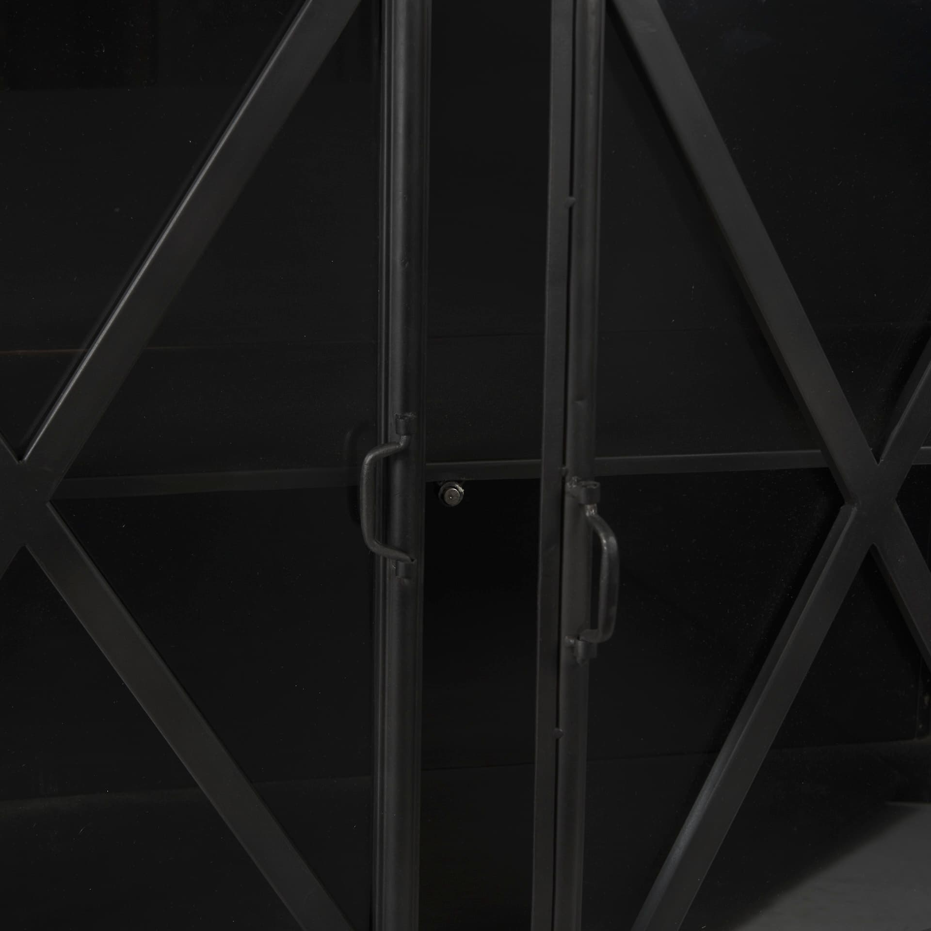 Poppy I 79x16 Black Metal With Glass Door Sideboard — product photograph