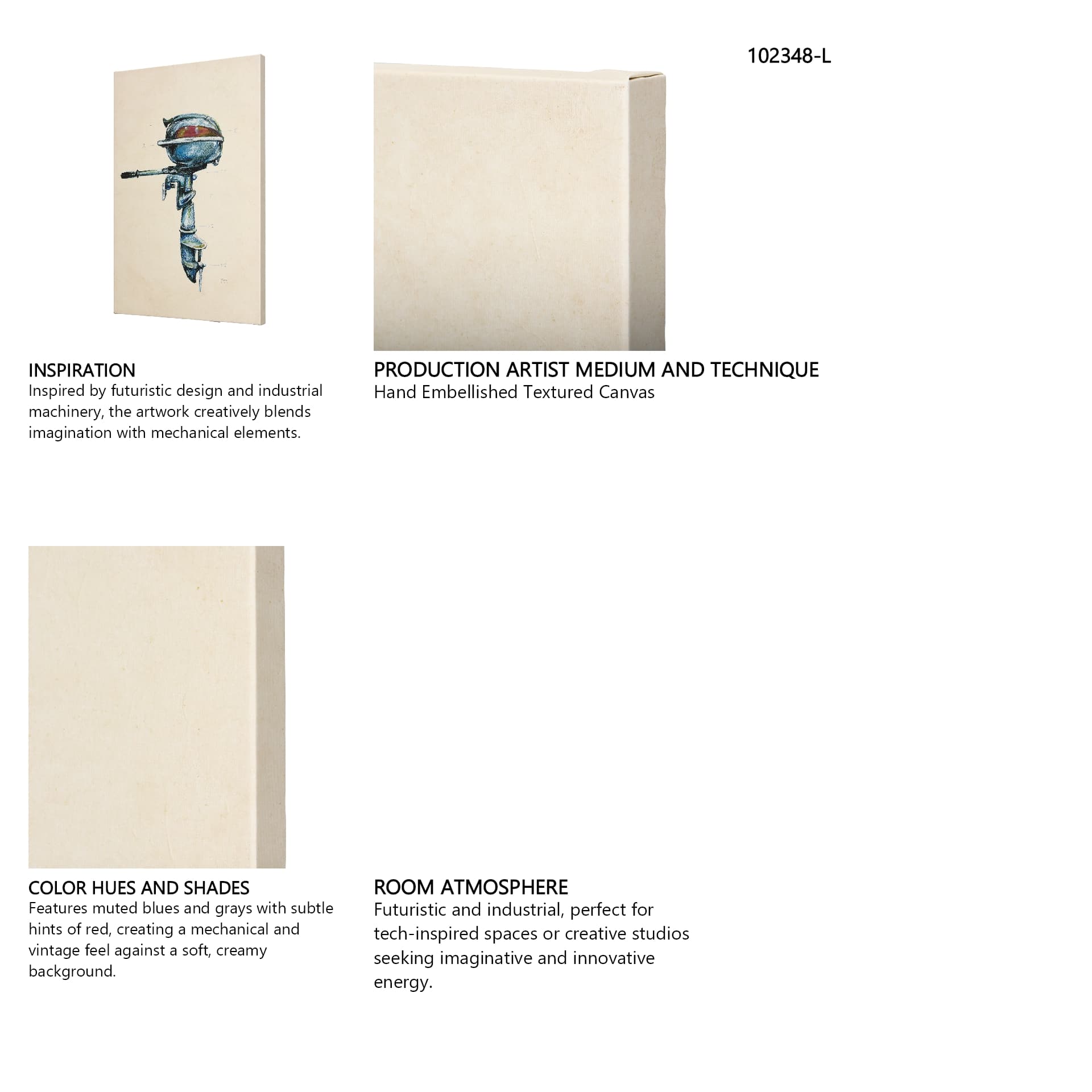 Vintage Motor I by Mercana Studio a Hand Embellished Textured Canvas — in a styled room